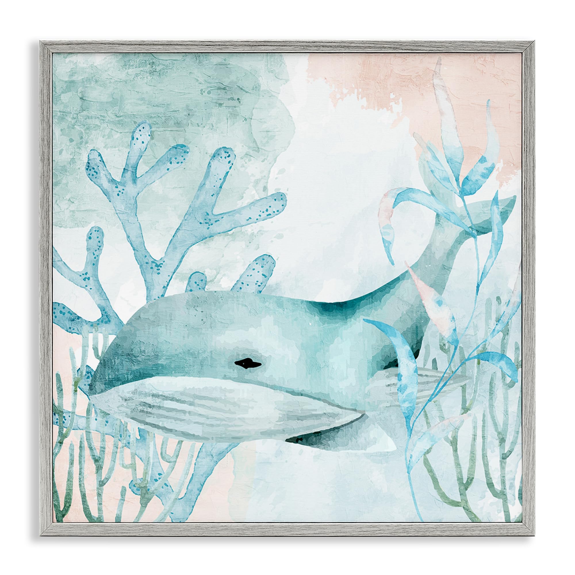 Stupell Industries Farmhouse Gray (Textured) 'Whale Sea Swim'| Framed Giclee Art