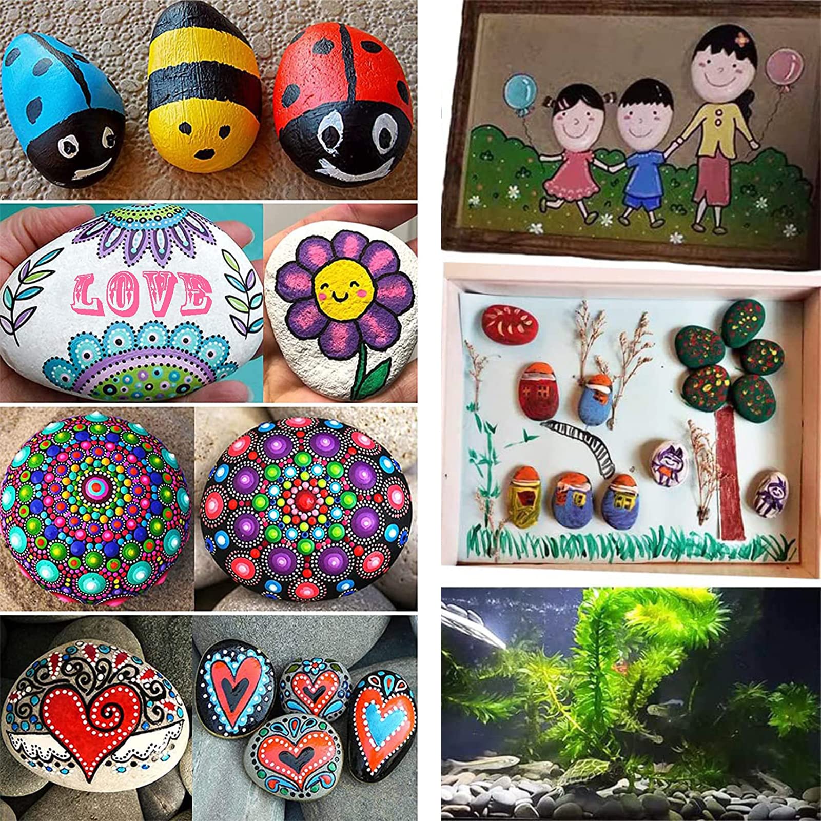 25 Piezas Pintar Rocas Piedras, Rocas Lisas Pintura, Decorativa Guijarros, Piedras Creativas Pintadas a Mano, Rocas Lisas Rocas Naturales, para Decoración de Jardines Pinturas Decoración de Acuarios