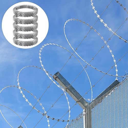 Miniatura 8 de VEVOR Alambres de maquinilla de afeitar, alambre de púas de 246 pies, 5 rollos de alambre de maquinilla de afeitar cerca de maquinilla de afeitar,