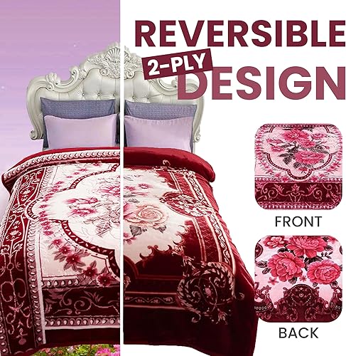 Miniatura 3 de YHSF Manta coreana de visón sintético, 2 capas gruesas y suaves, reversible, manta de invierno de felpa, cálida y acogedora manta Raschel sedosa,