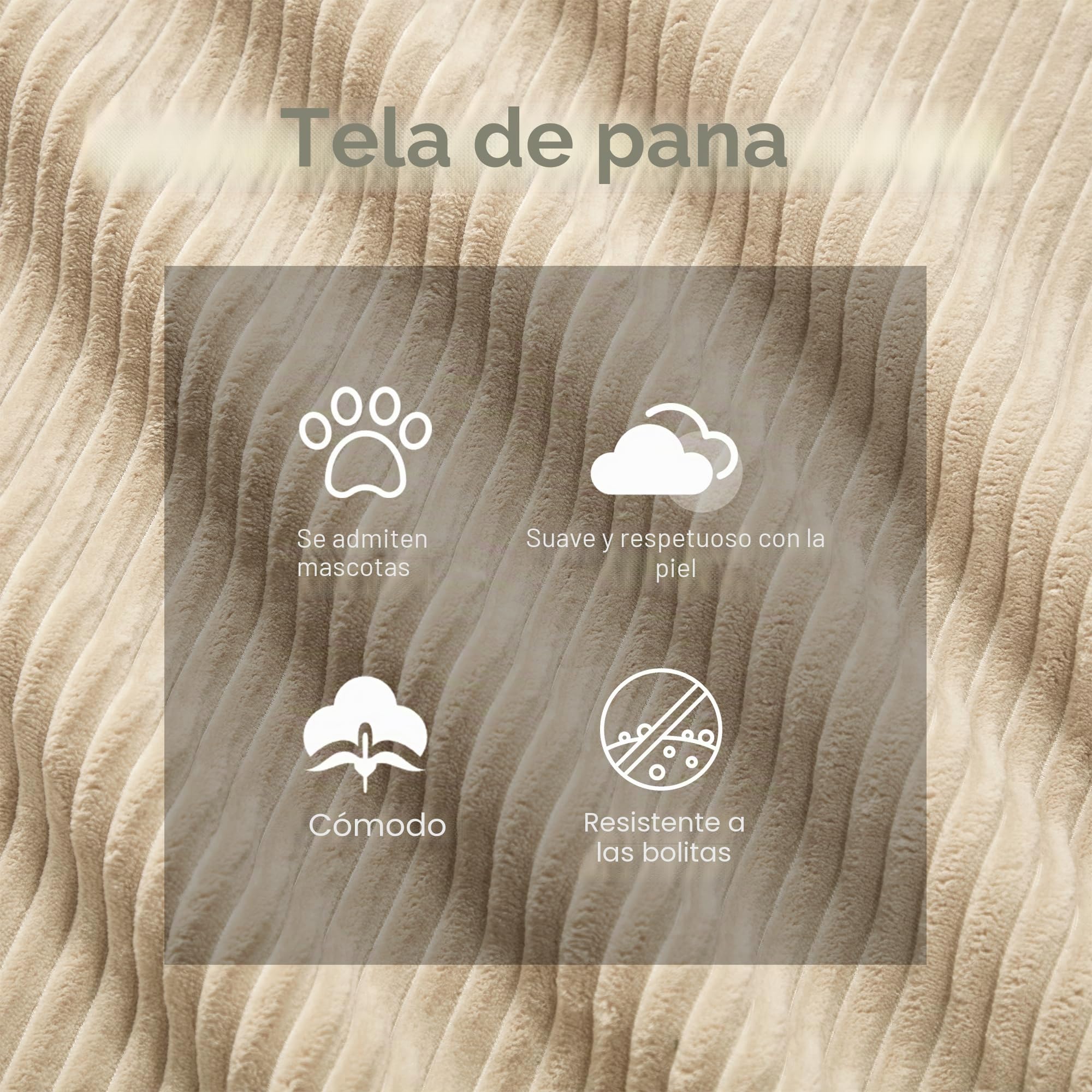 Gran sofá de esquina convertible, sofá modular de 295 cm, 6 plazas con puf, sofá de esquina en U, sofá cómodo de terciopelo de aspecto nublado, combinaciones libres, no requiere montaje, beige