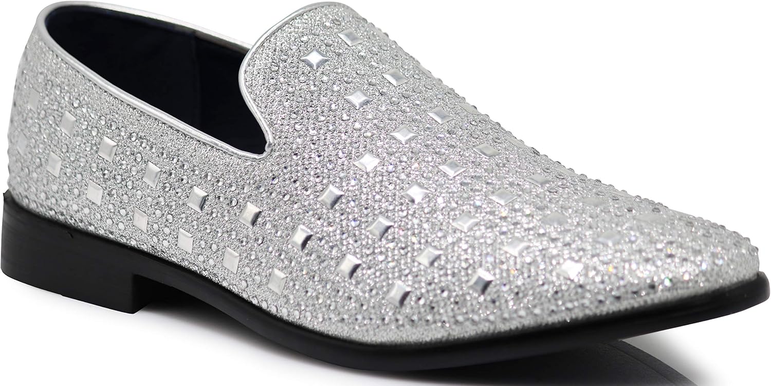SPK11 Men's Dress Loafers - Vintage Fashion Rhinestone