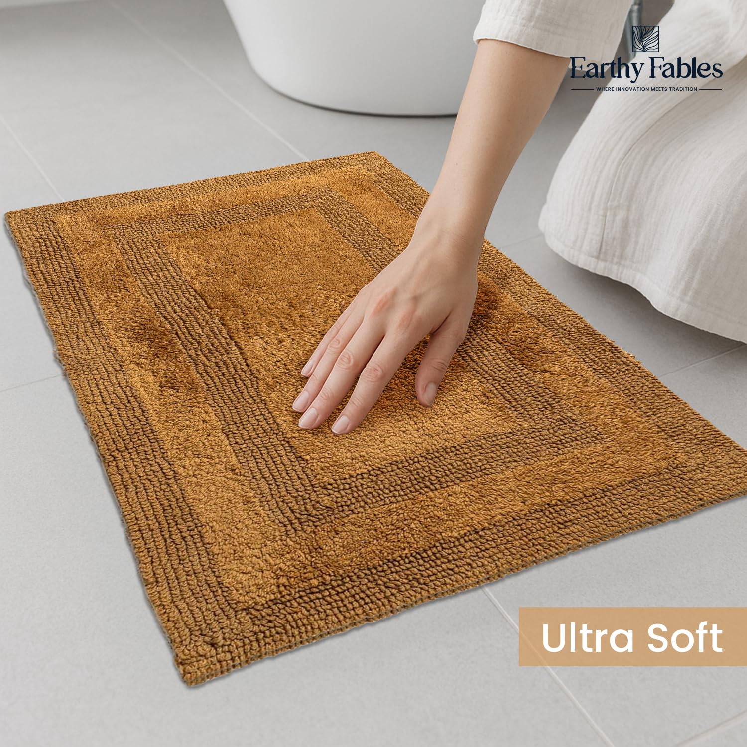 Earthy Fables Premium Cotton Bath Mat - Soft & Absorbent -6 Earthy Fables Premium Cotton Bath Mat - Soft & Absorbent -6
