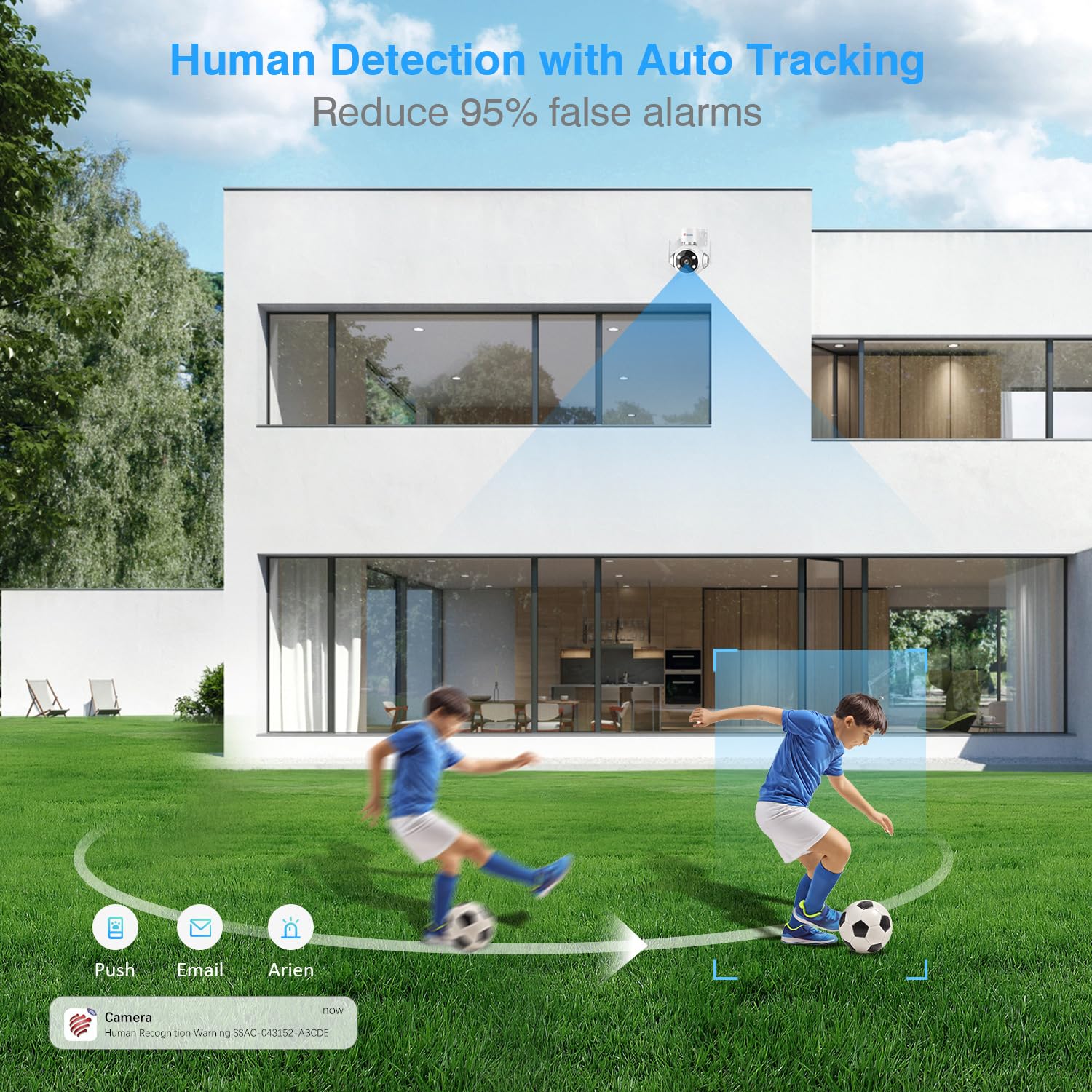 Ctronics Kit Cámara Vigilancia WiFi Exterior 4PCS, IP Camara Vigilancia Domicilio con Seguimiento Auto Detección Humana, 30M Visión Nocturna Colorida, Audio Bidireccional, 3 Métodos de Montaje (4)