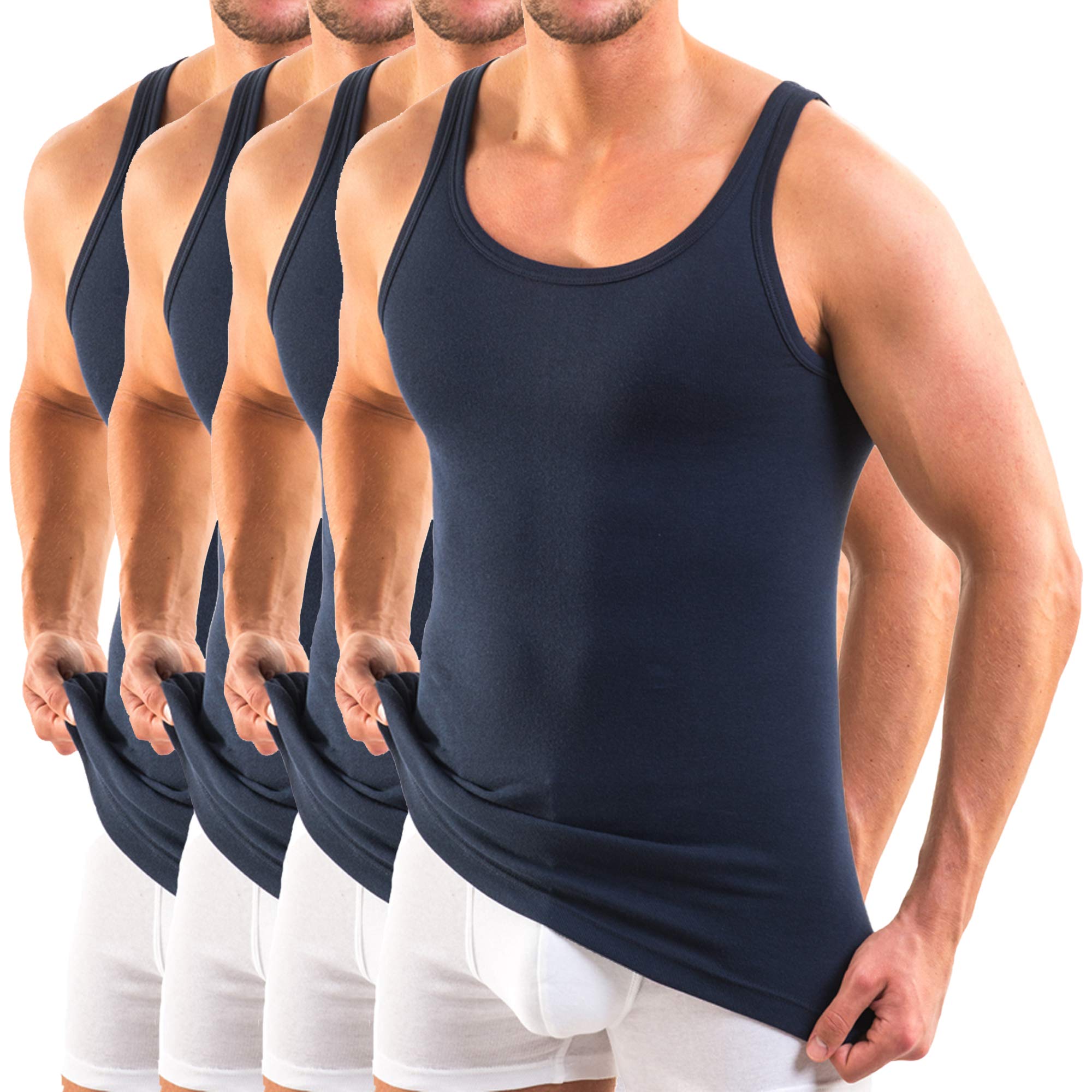 HERMKO 3000 Lot de 4 Débardeur Classic Homme, Maillot de Corps Muscle Tank Top en 100% Coton Biologique Fine côte (Lisse)