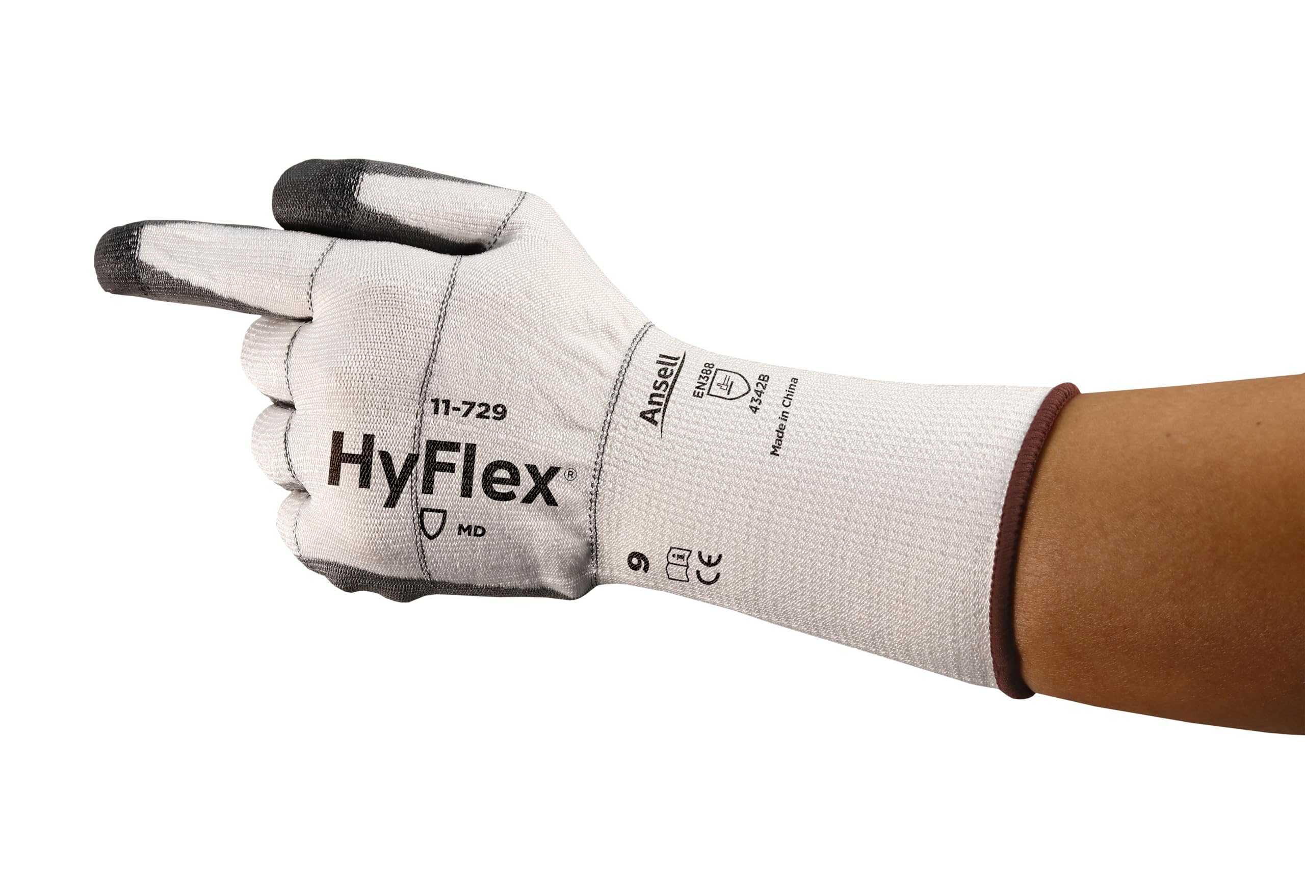 Ansell Hyflex 11-729 Robocze rękawice do ochrony mechanicznej, Rozmiar 7(S), Czarny (12 Par)