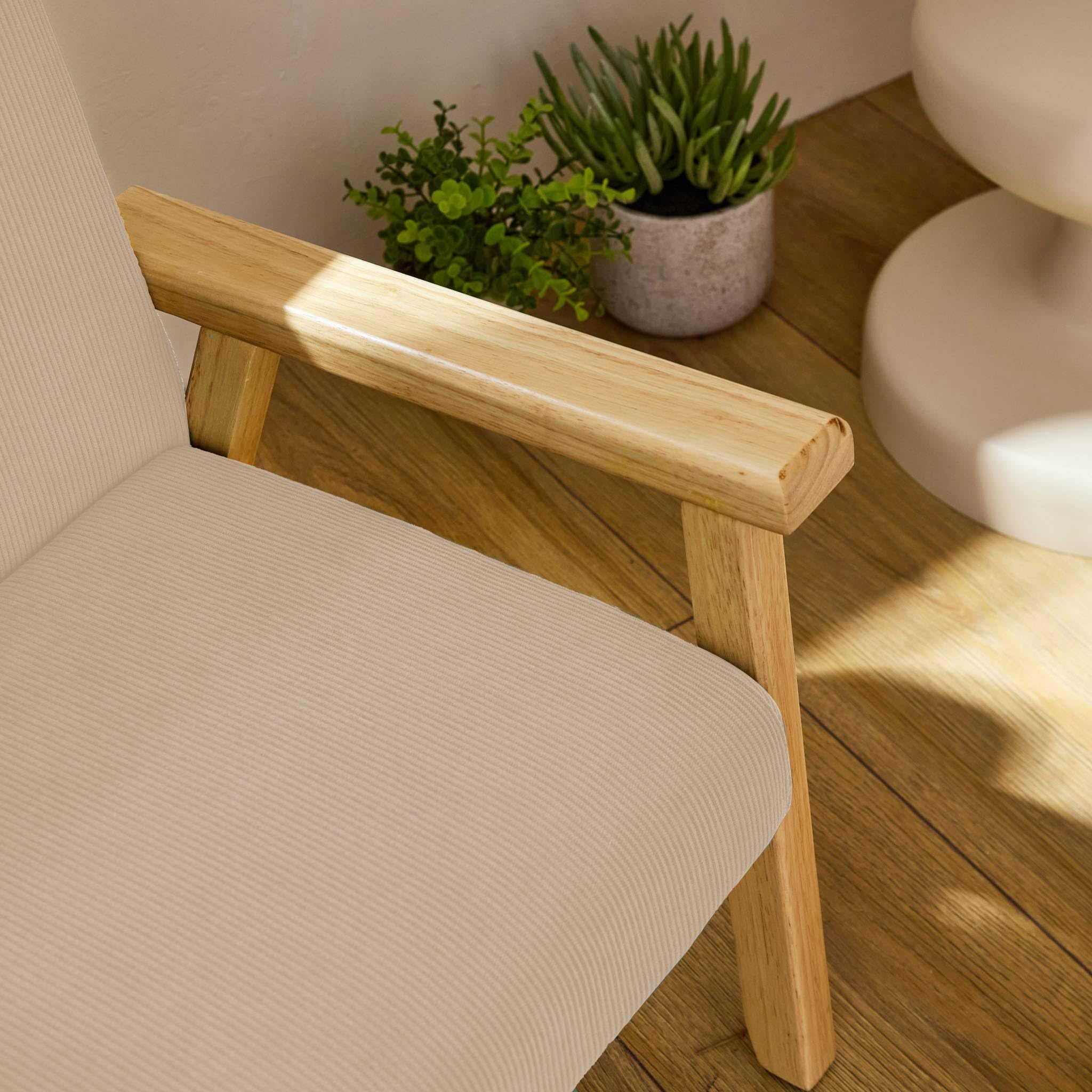 Alice's Garden sweeek - Fauteuil Enfant en Bois et Velours côtelé crème. ISAK L 47 x P 43.5 x H 50cm
