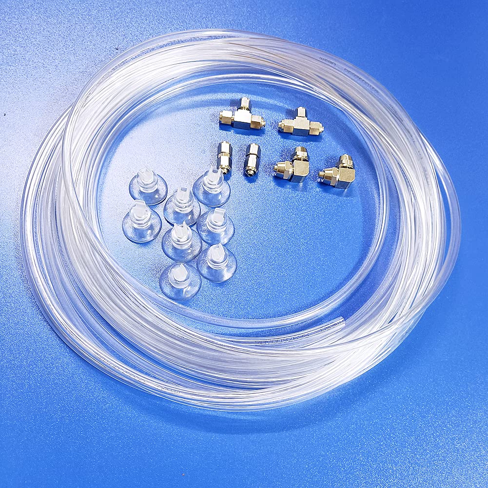 Aquarium Proof CO2 Tubing(Transparent) Improving Kit (30 Ft CO2 Tubing/w Metal Fitting & Suction Cups)