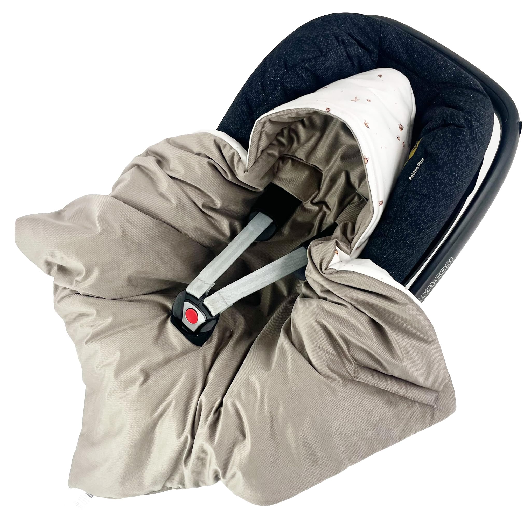 Coperta invernale imbottita in velvet, con imbottitura per ovetto, universale, con chiusura per passeggino, culla