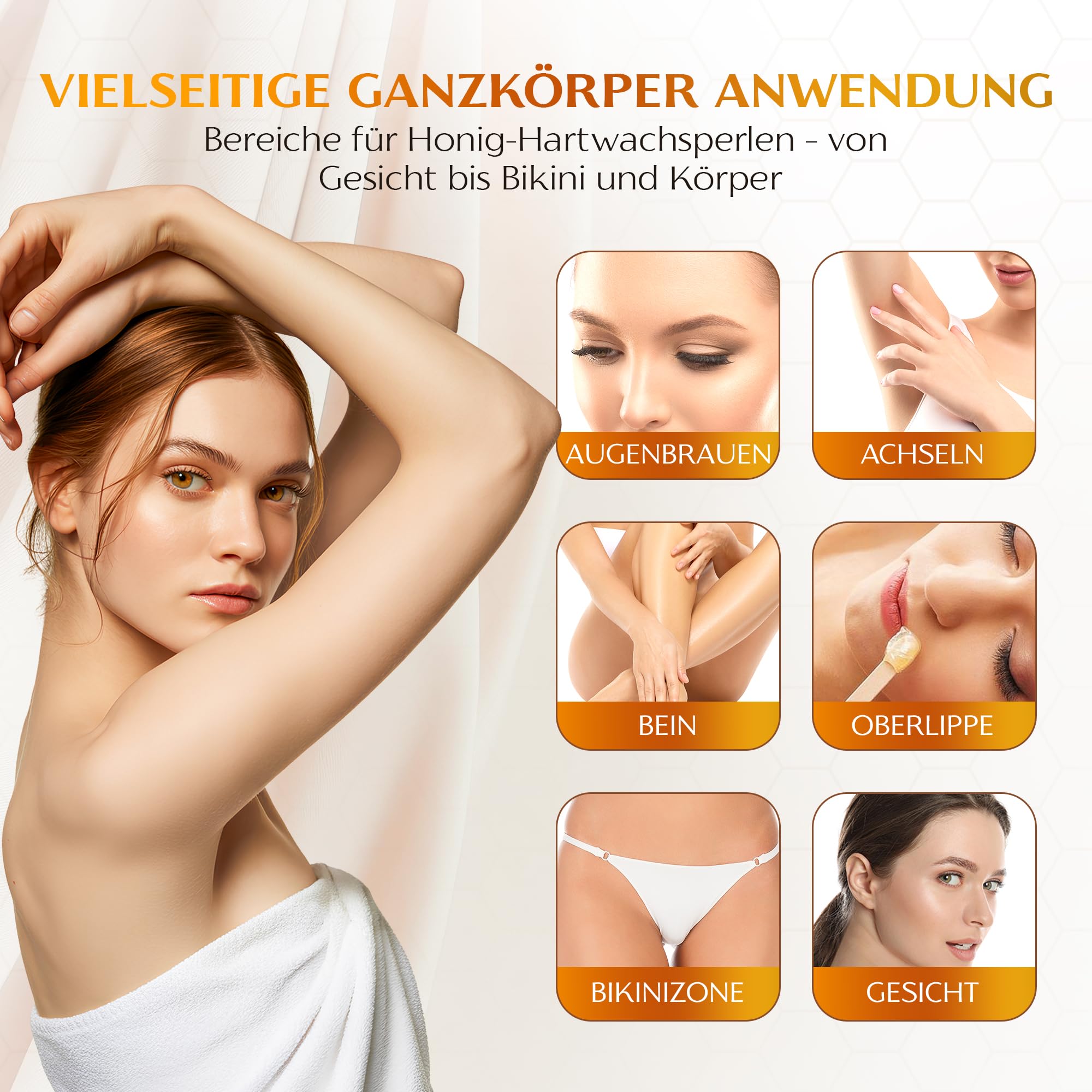 Dermawax Crystal Honig Wachsperlen zur Haarentfernung 1kg – Sanftes Heißwachs für Gesicht, Beine, Achseln & Bikinizone – Warmwachs ohne Streifen – Professionelle Haarentfernung Made in Italy