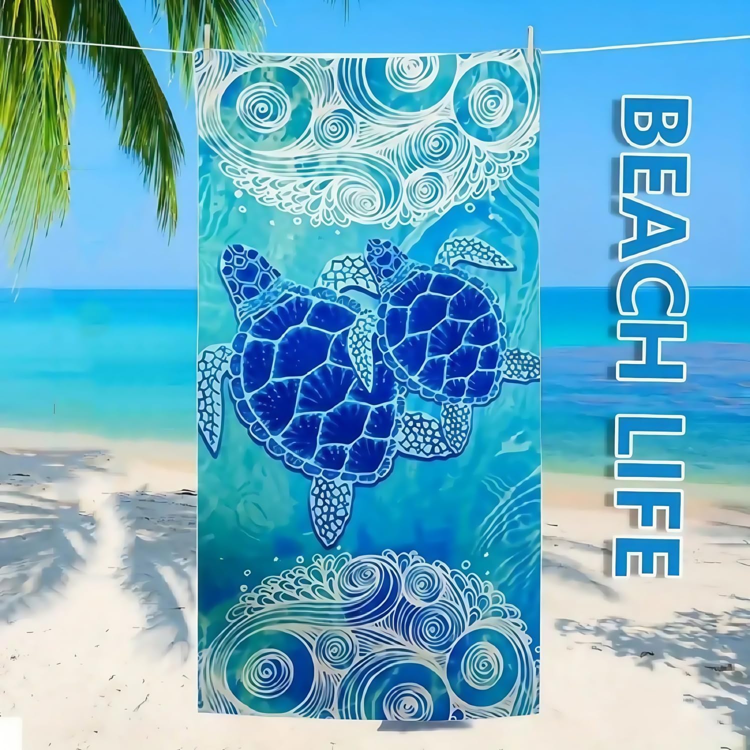Kiuiom Duży ręcznik plażowy, koc plażowy, lekki i szybkoschnący, 180 x 80 cm