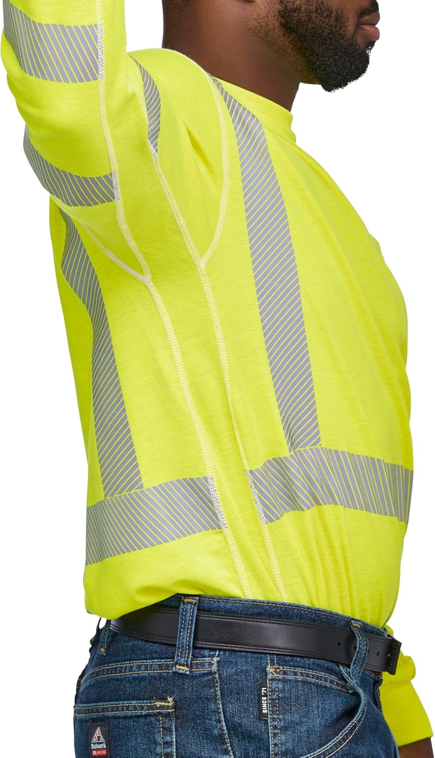 Bulwark FR Men's Lightweight Long Sleeve Hi-Visibility T-Shirt, Highvis Yellow - Image 7