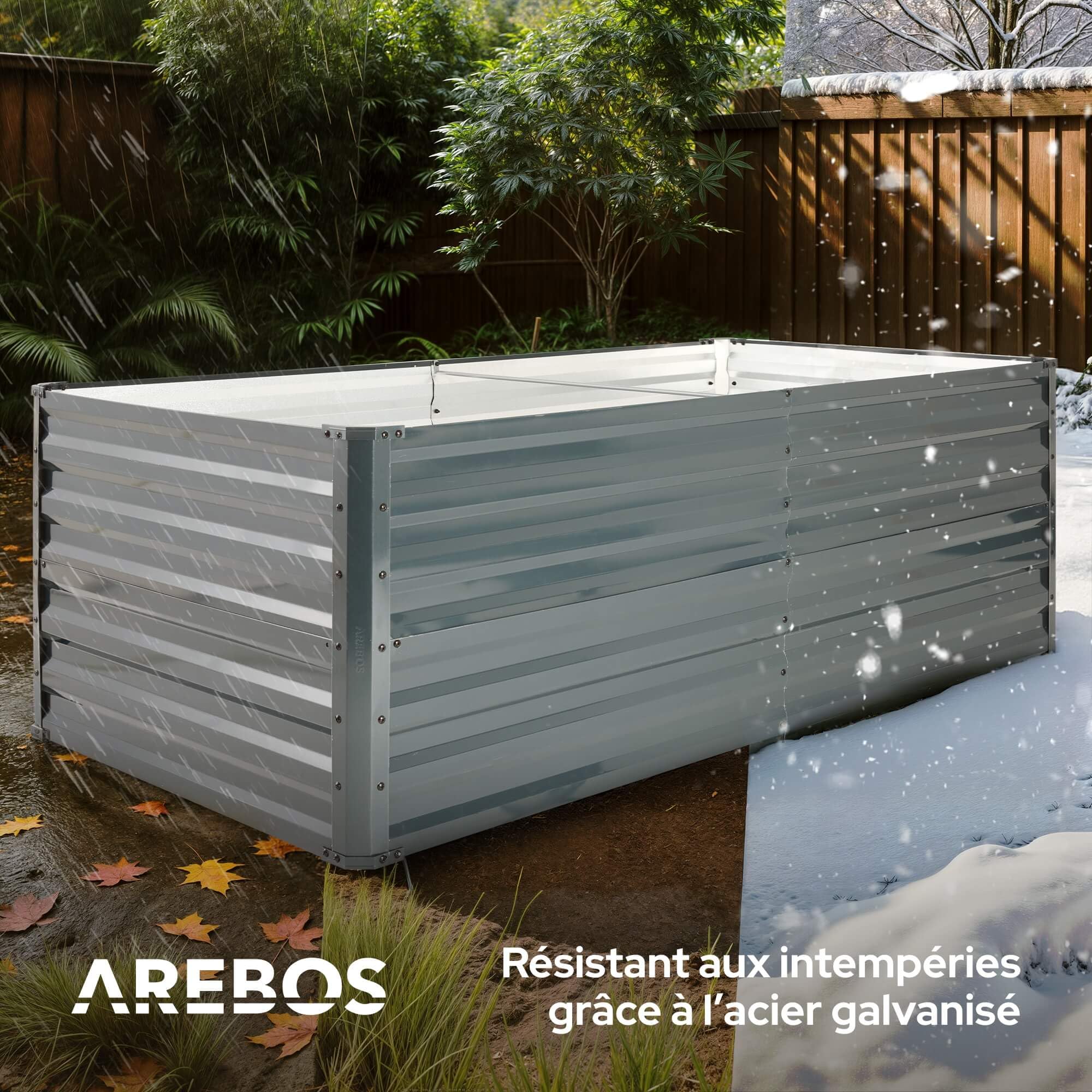 AREBOS Lit surélevé en métal 240x90x79 cm | Lit de Jardin en Acier galvanisé | Lit de Plantation résistant aux intempéries & à la Rouille | Lit de légumes rectangulaire pour Jardin & terrasse