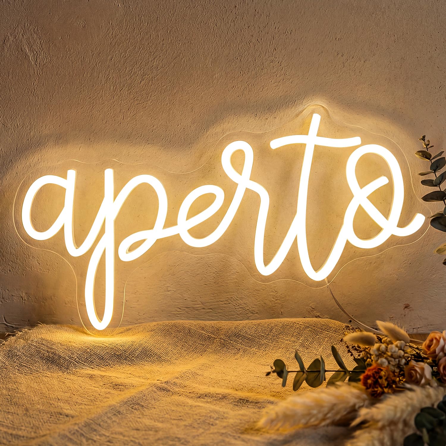 Insegna Luminosa Aperto,Insegna al neon Open per porta finestra, USB Insegna a LED aperta dimmerabile per negozi, luce al neon per bar, ristorante, supermercato, bar, hotel, Salone