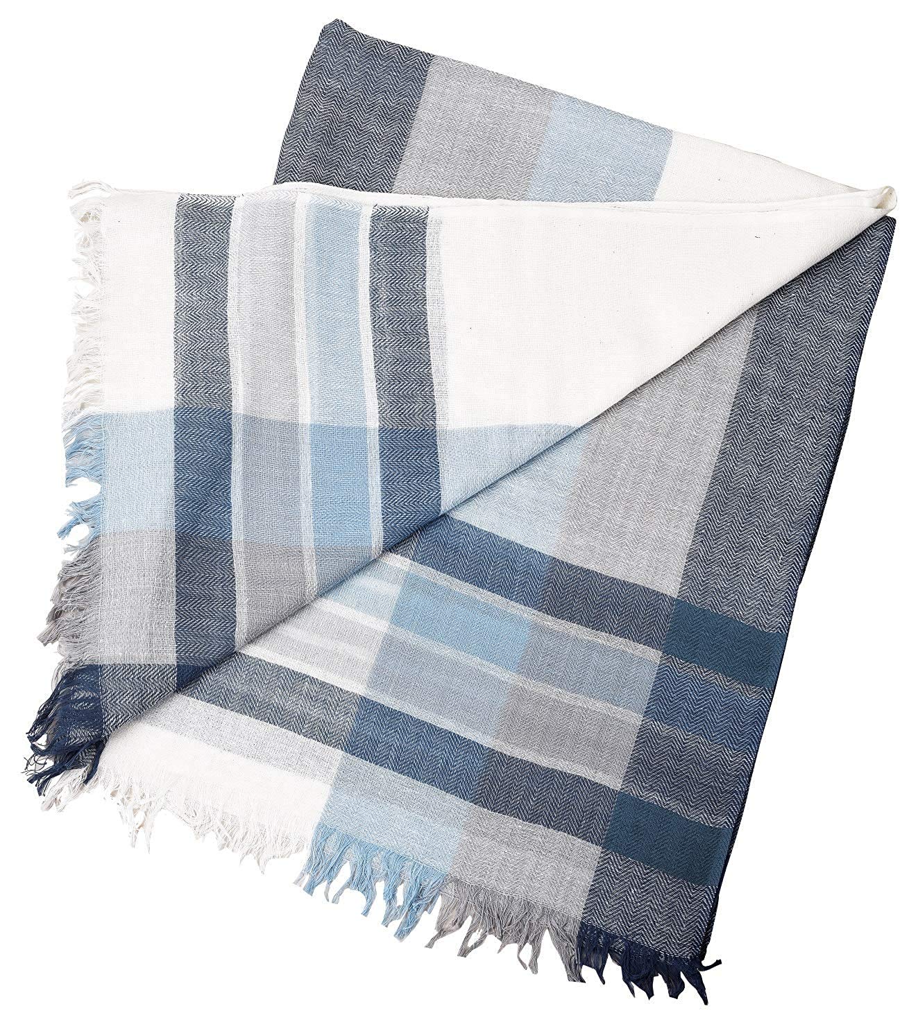 INDISH Unisex Simple Cotton Stole (White, Dark Blue, Sky Blue, Black) 3
