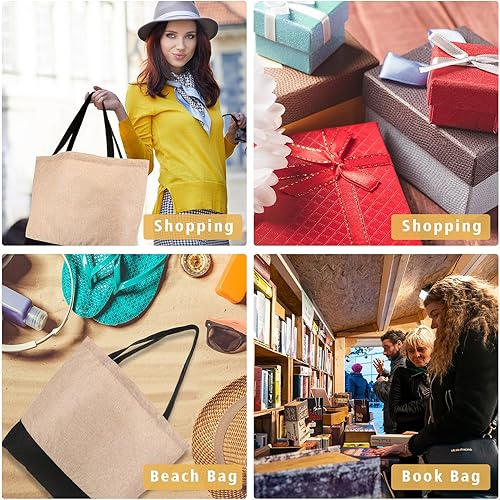 Miniatura 7 de 12 bolsas de arpillera de arpillera para regalo con asas de 18.5 x 15 x 4.7 pulgadas, bolsas de regalo reutilizables a granel para regalos de boda,