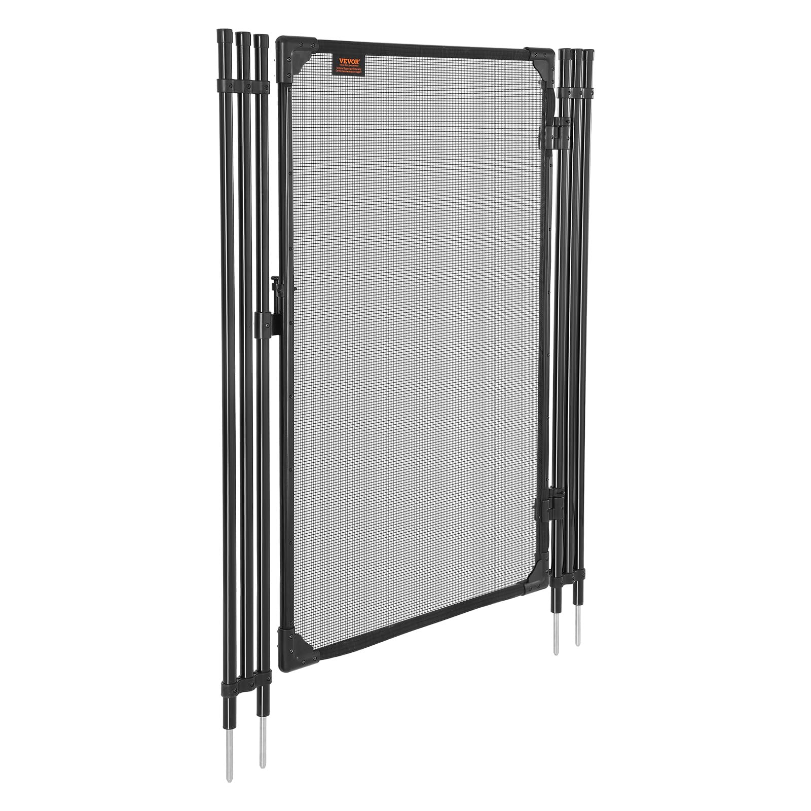 VEVOR Portillon de Barrière Piscine Amovible 1,2x0,75 m, Portillon de Sécurité pour Piscine Enterrée et Clôture Extérieure, Kit avec Loquet Métallique, Maille Teslin PVC 352 g/m², Tube Rond, Noir