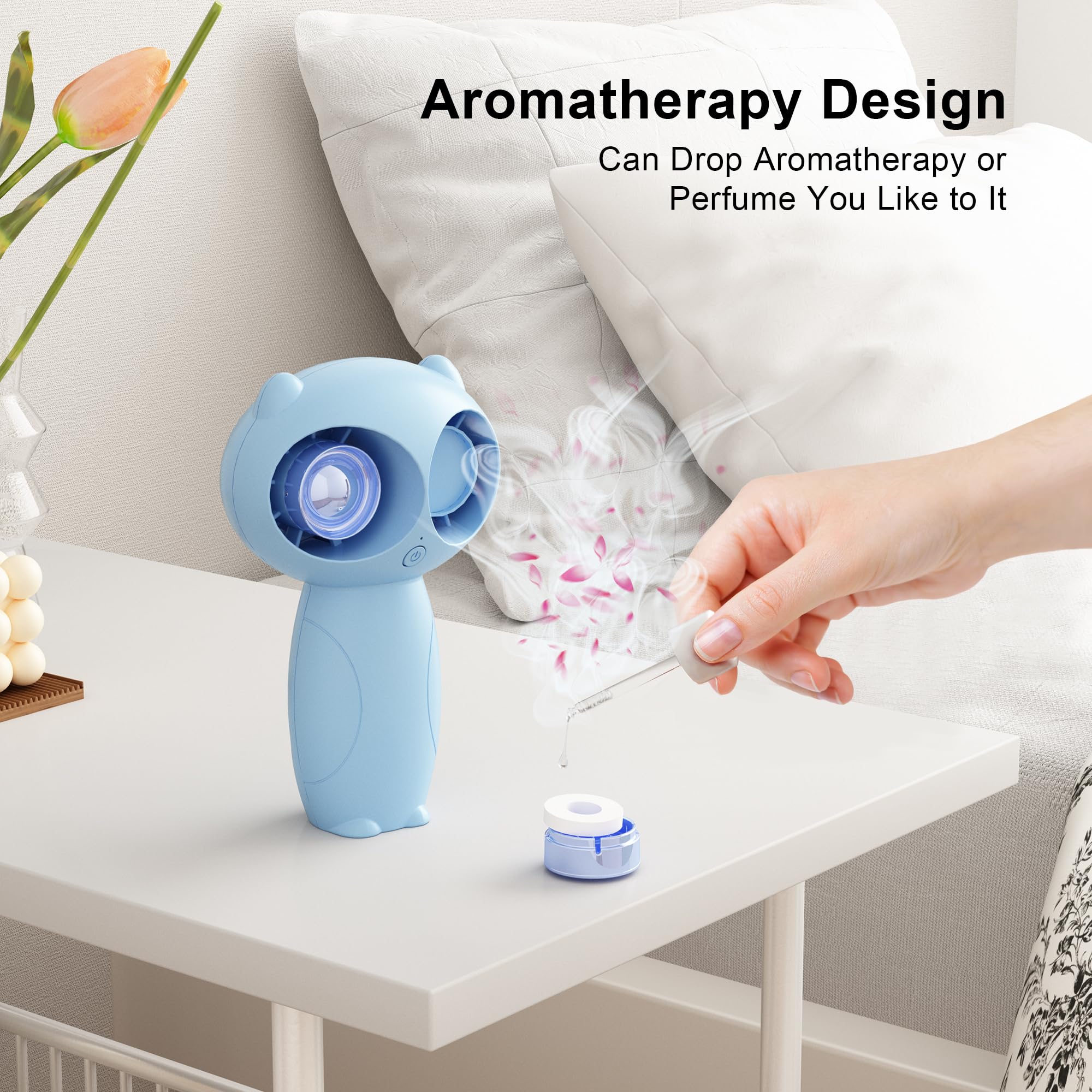 Ventilatore per Passeggino, Ventilatore Personale Portatile a Batteria, Ventilatore Gufo Carino Ricaricabile con Aromaterapia per Passeggini, Letti, Scrivanie, Campeggio e Viaggi