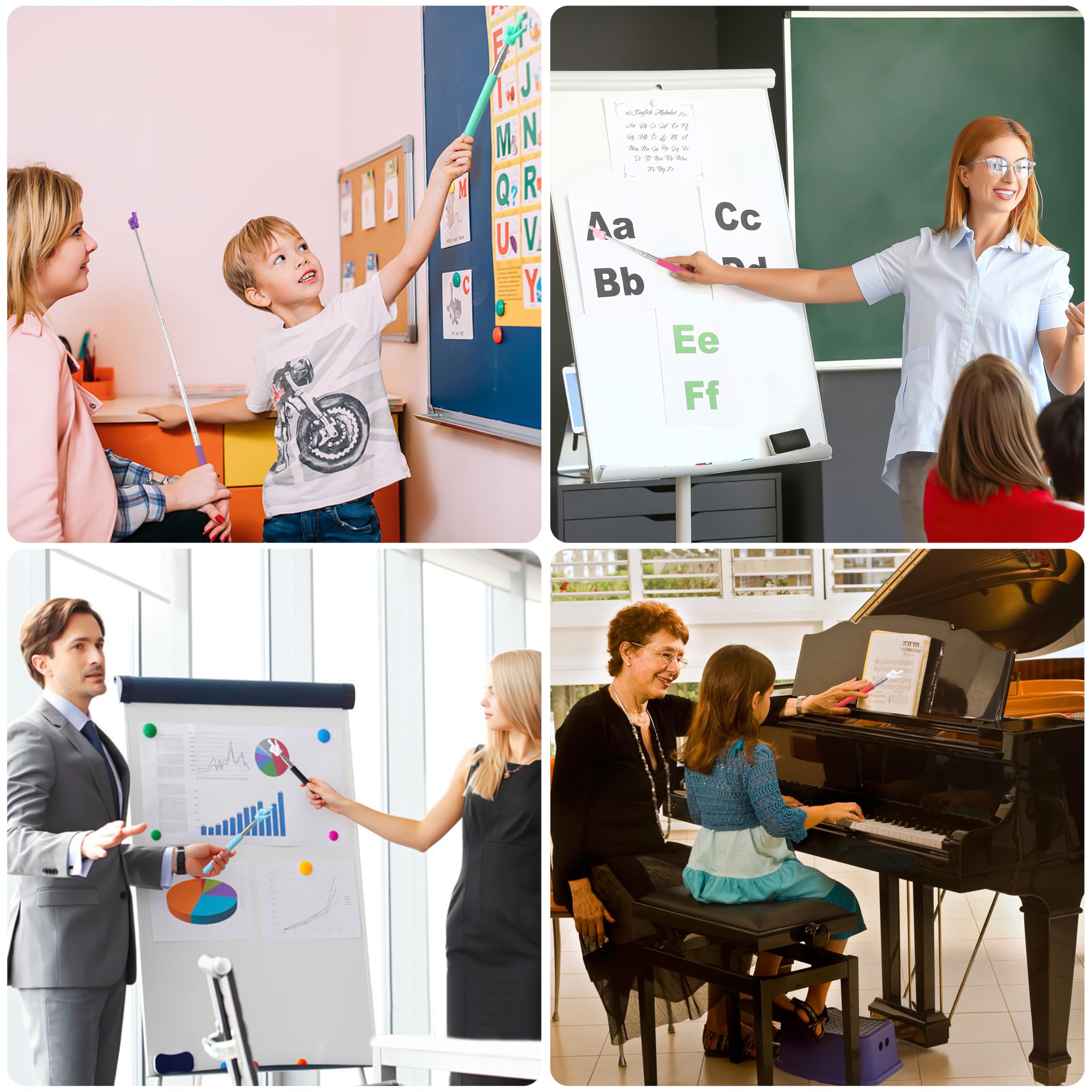 Pointeur Télescopique Rétractable 8 Pièces pour Enseignants Enfants Salle de Classe Conférences Démonstrations