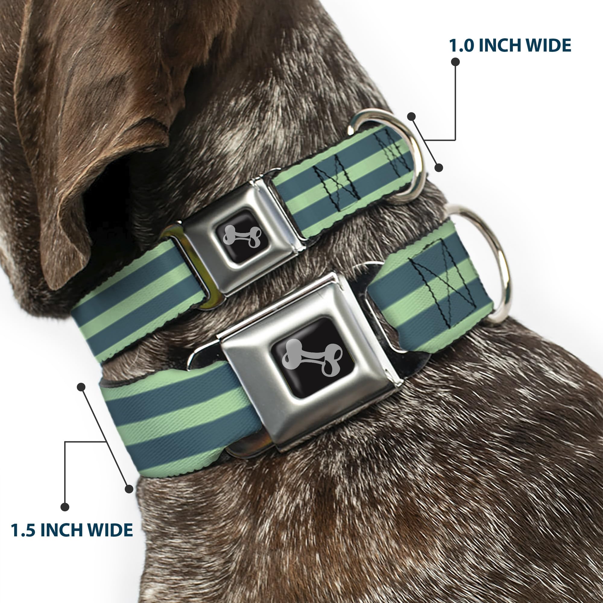 Buckle-Down Obroża dla psa z klamrą pasa bezpieczeństwa, pastelowy zielony/oliwkowy, szerokość 3,8 cm, pasuje na szyję 45-81 cm, rozmiar L