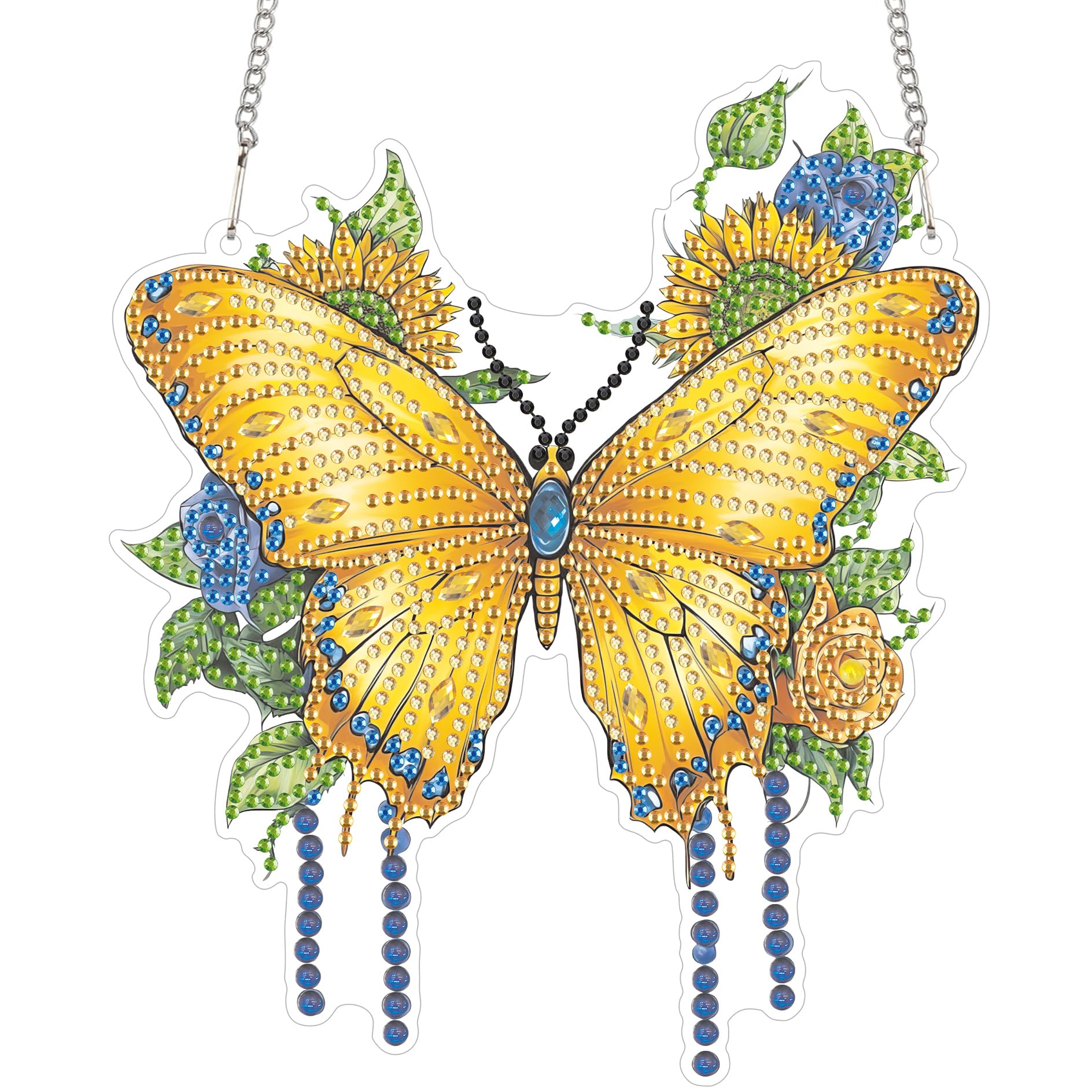 Bimkole Hanging Diamond Art Butterfly, 5D Diamonds Painting Pendant for Adults Diamond Painting Kits Animals, DIY Crystal Art Hanging Sign Acrylic Hanging Home Wall Decor 20x20 cm