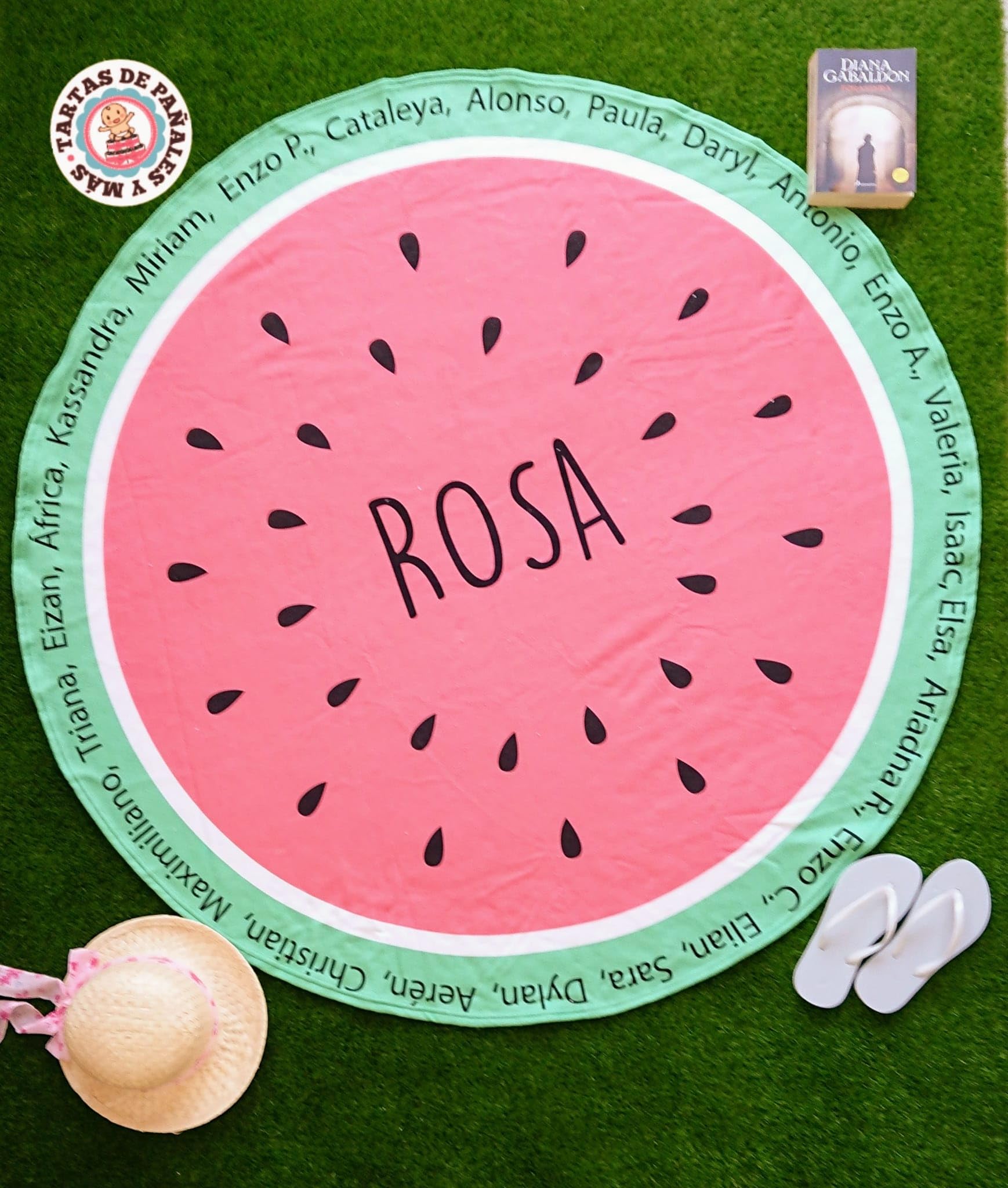 Toalla Personalizada de Rizo Modelo SANDÍA. Regalos Originales y Personalizados para Profesores. Ideal para Regalar en Fin de Curso. Toalla para la Playa y para la Piscina.