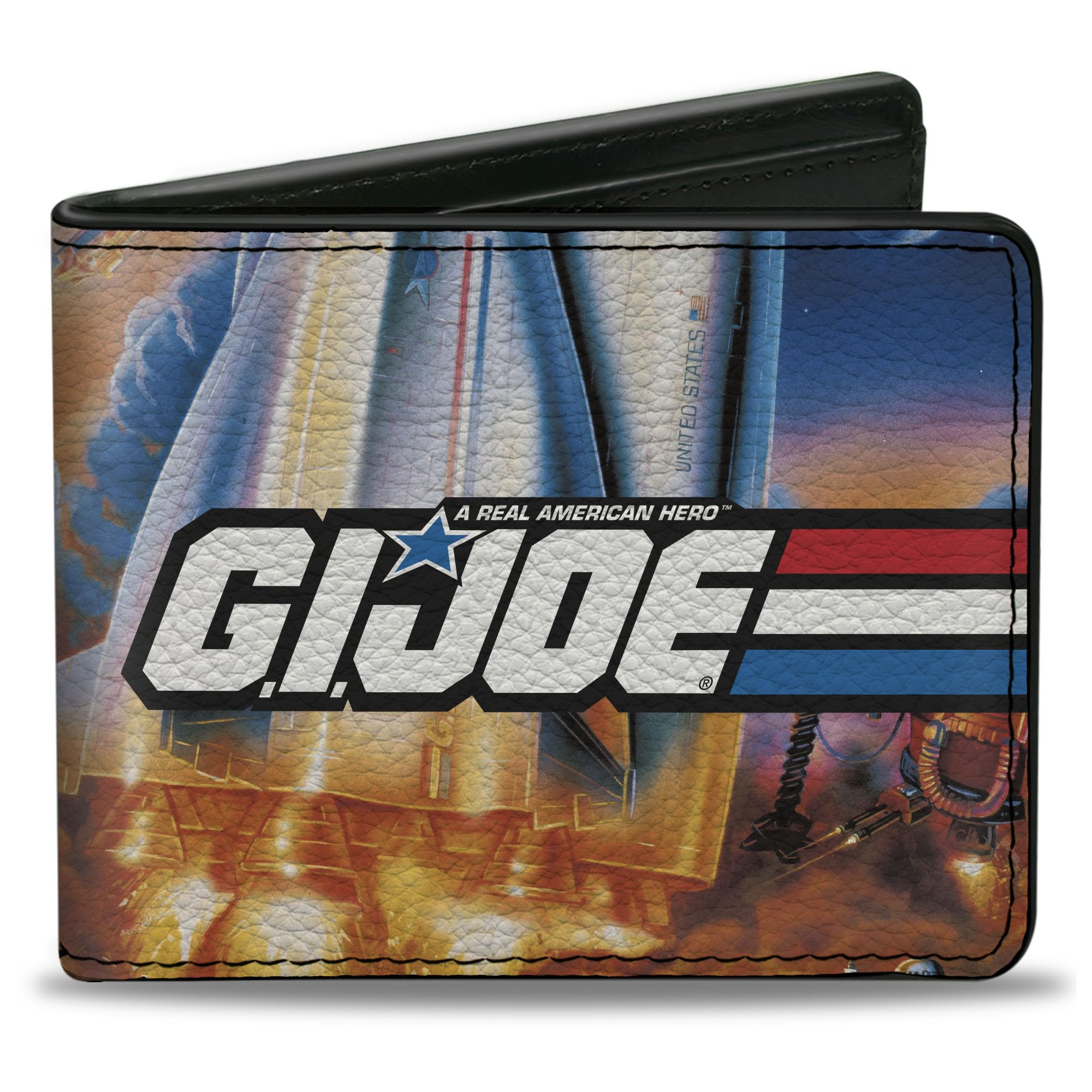 Hasbro Wallet, Bifold, GI JOE Retro Shuttle Poster Scene, Vegan Leather