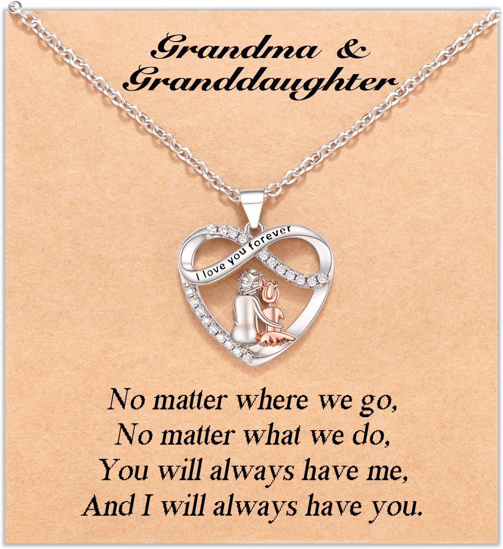 JOGDIAMInfinity Heart Necklace Christmas Jewelry Gifts for Grandma Granddaughter Birthday Jewelry Gifts