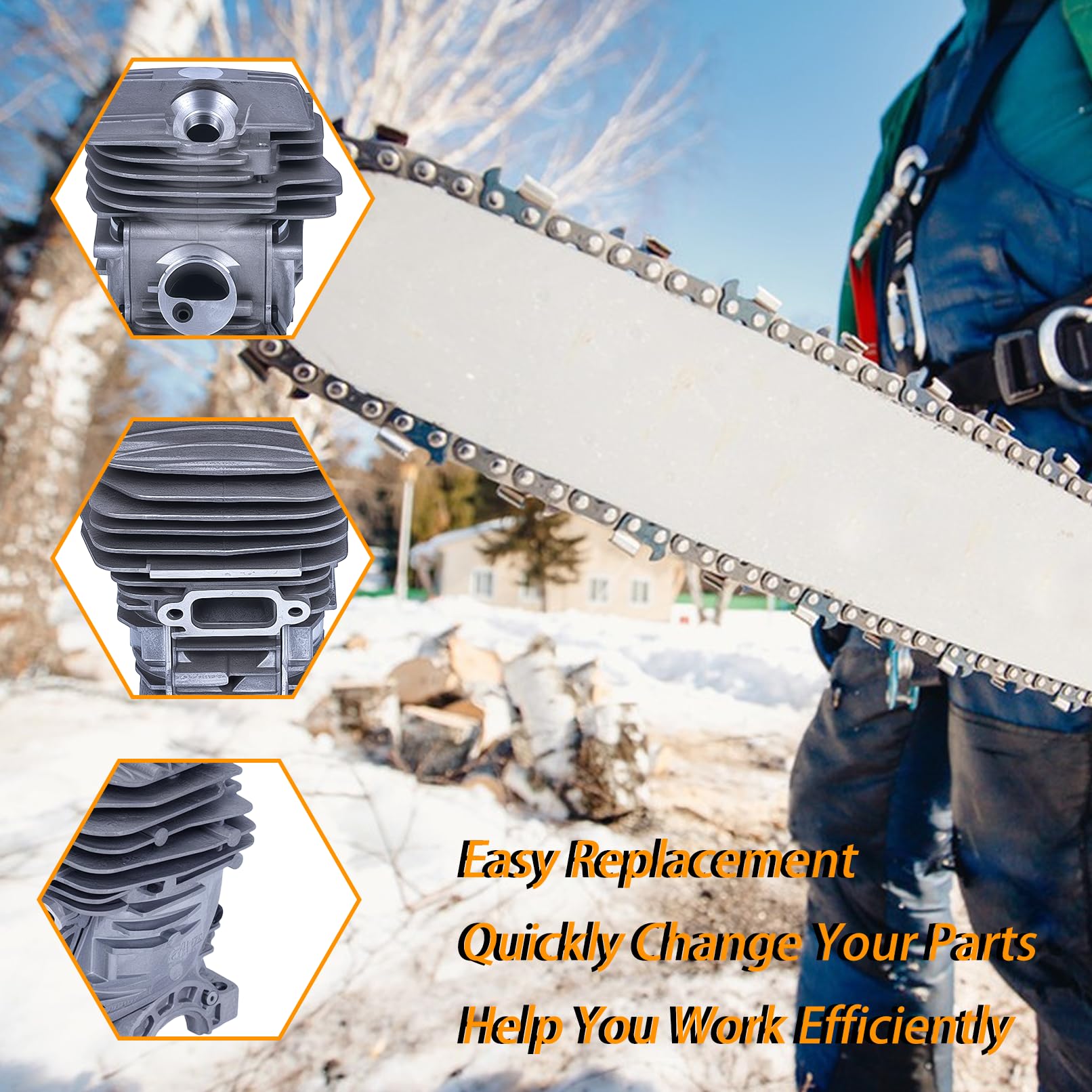 Zestaw cylindra tłokowego do piły łańcuchowej Stihl MS291 MS291C MS271 MS271C, cylinder z łożyskami, uszczelki olejowe, świeca zapłonowa, zamiennik 1141 020 1206