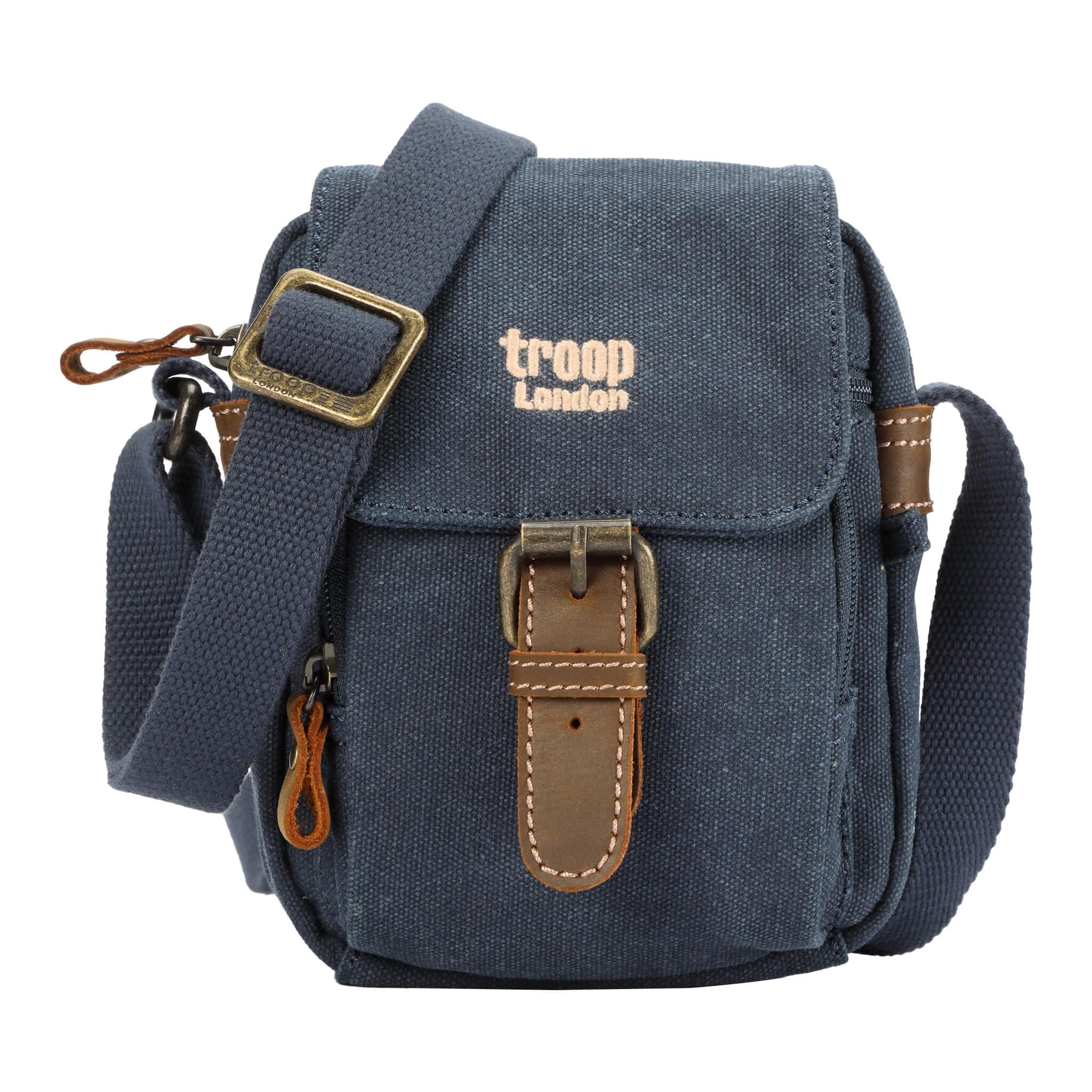 Troop London TRP0213 Classic Canvas Across Body Bag Denim