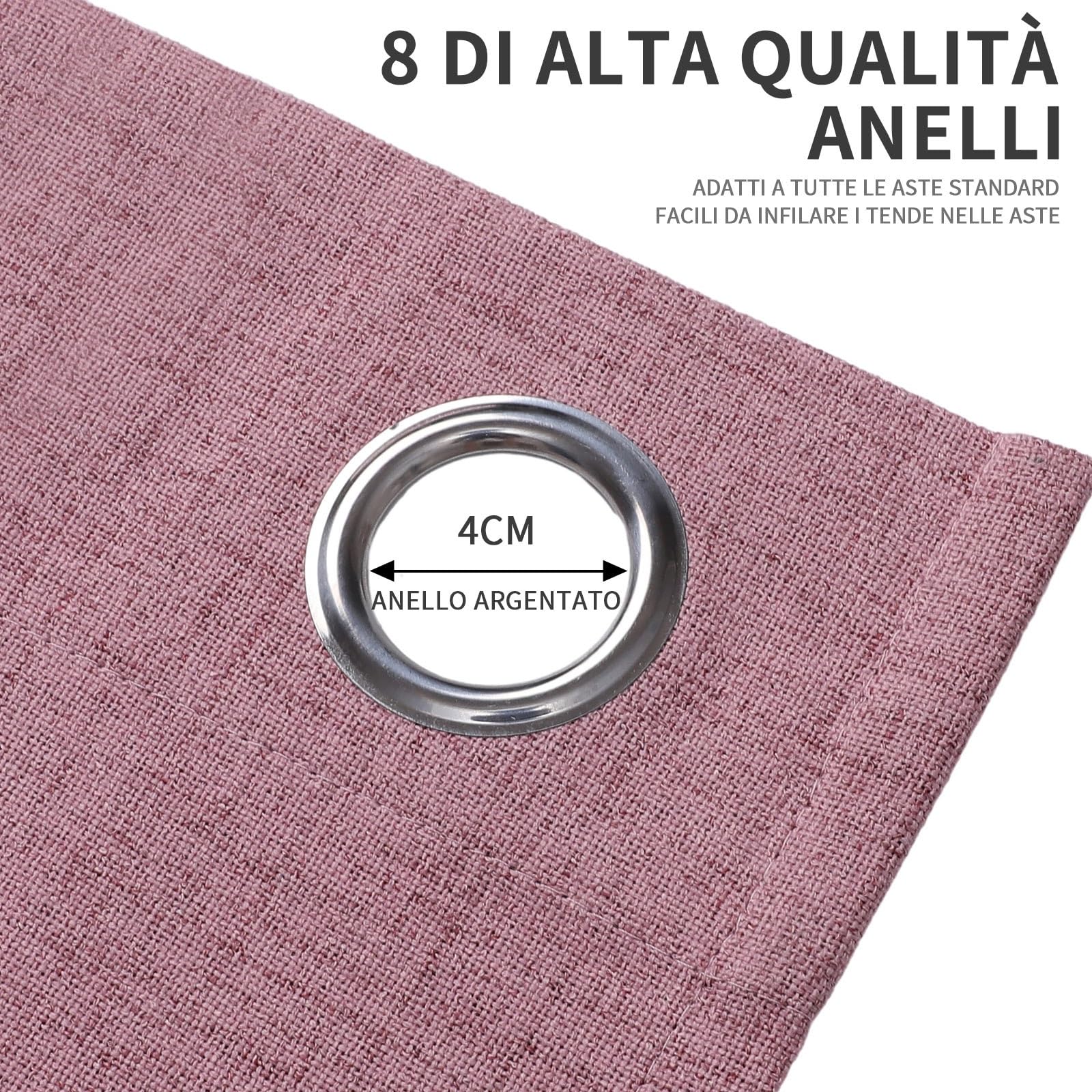 Joydeco 100% Tende Oscuranti per Interni 2 Pezzi, Lino Tende Termiche con Occhielli per Soggiorno Moderne, Cameretta Bambini, Camera da Letto Blackout Curtains(Rosa, 2xL117xA137)