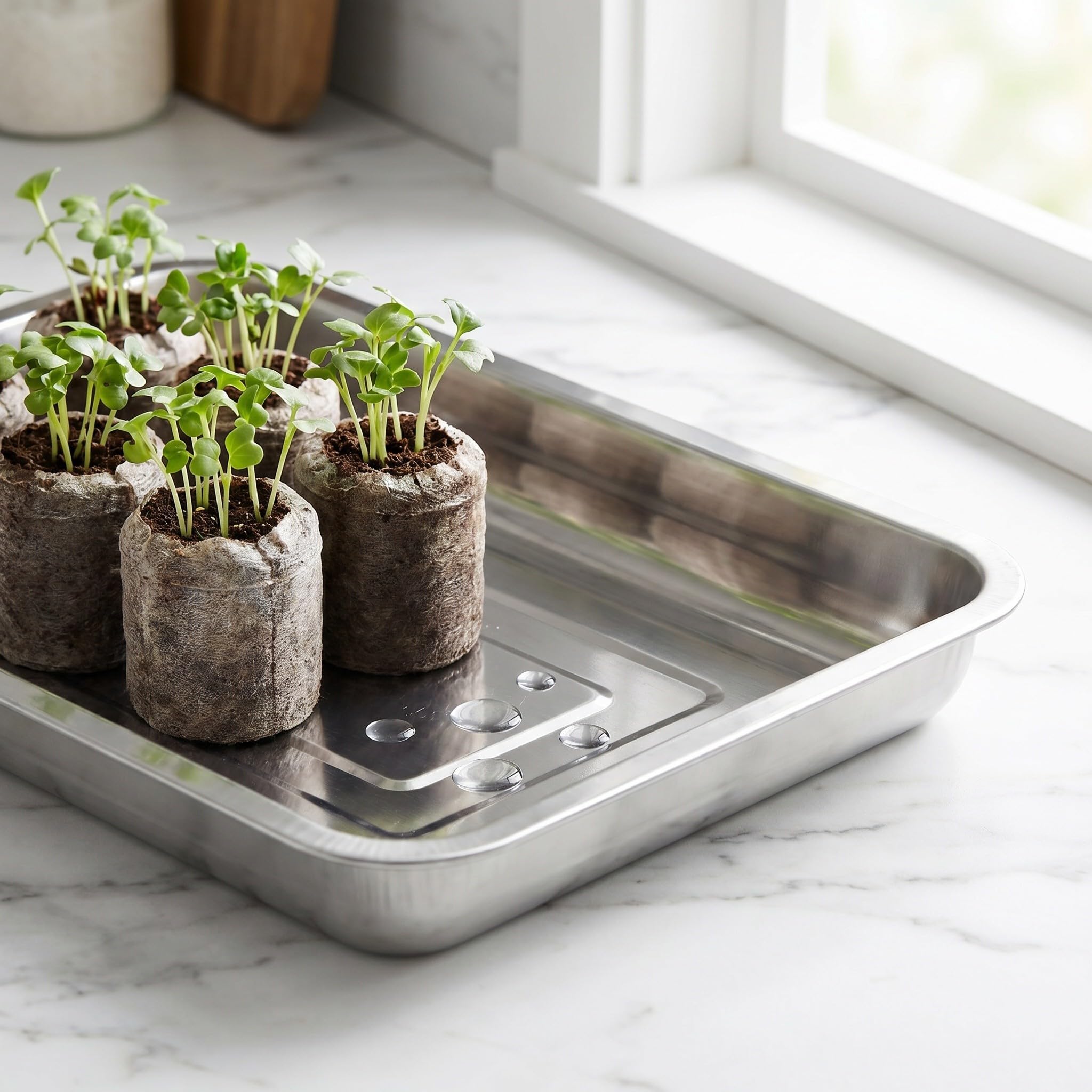 TOYANDONA 8 Piezas Bandeja de Germinación para Semillas de Acero Inoxidable, Apilable