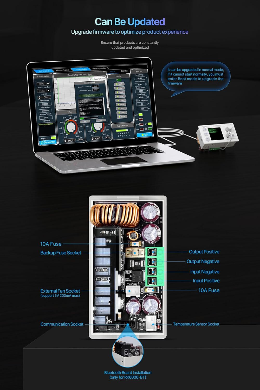 RD RK6006 60V 6A 4 Digit Communication Adjustable DC to DC Step Down Voltage Bench Power Supply Buck Converter (RK6006)