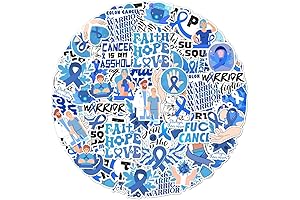 50pcs Colon Cancer Awareness Survivor Blue Ribbon Waterproof Embossed Inspirational Stickers