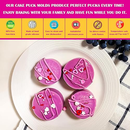 Miniatura 6 de Juego de moldes para tartas, moldes de silicona cubiertos de chocolate de 12 cavidades, moldes redondos para tartas con 2 espátulas para núcleos de