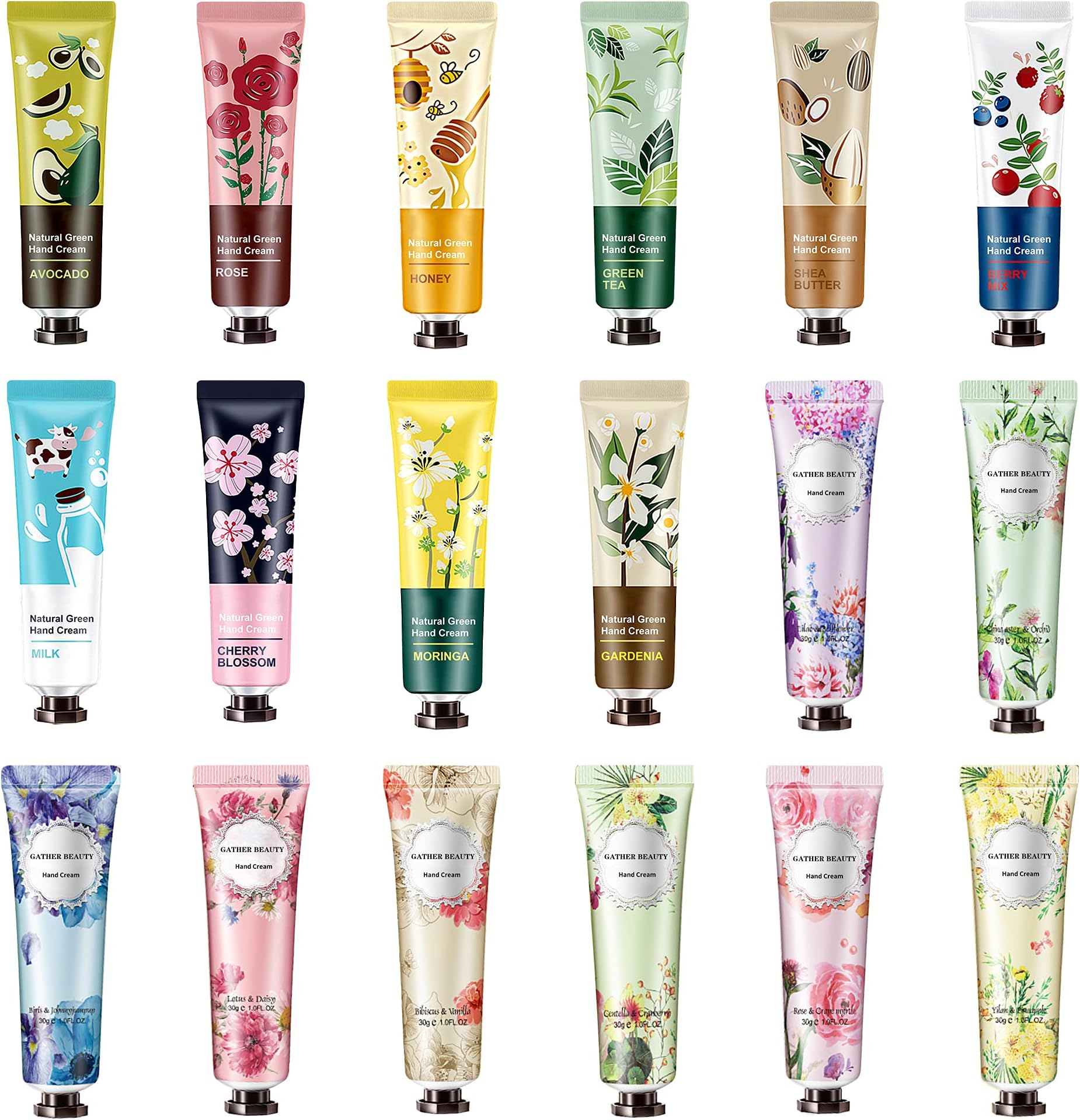 QUNGCO 18 Pack Hand Cream for Dry Cracked Hands,Natural Plant Fragrance Hand Lotion Moisturizing Hand Care Cream Stocking Stuffers Gift Set Travel Gift Set Hand Lotion With Shea Butter And Aloe