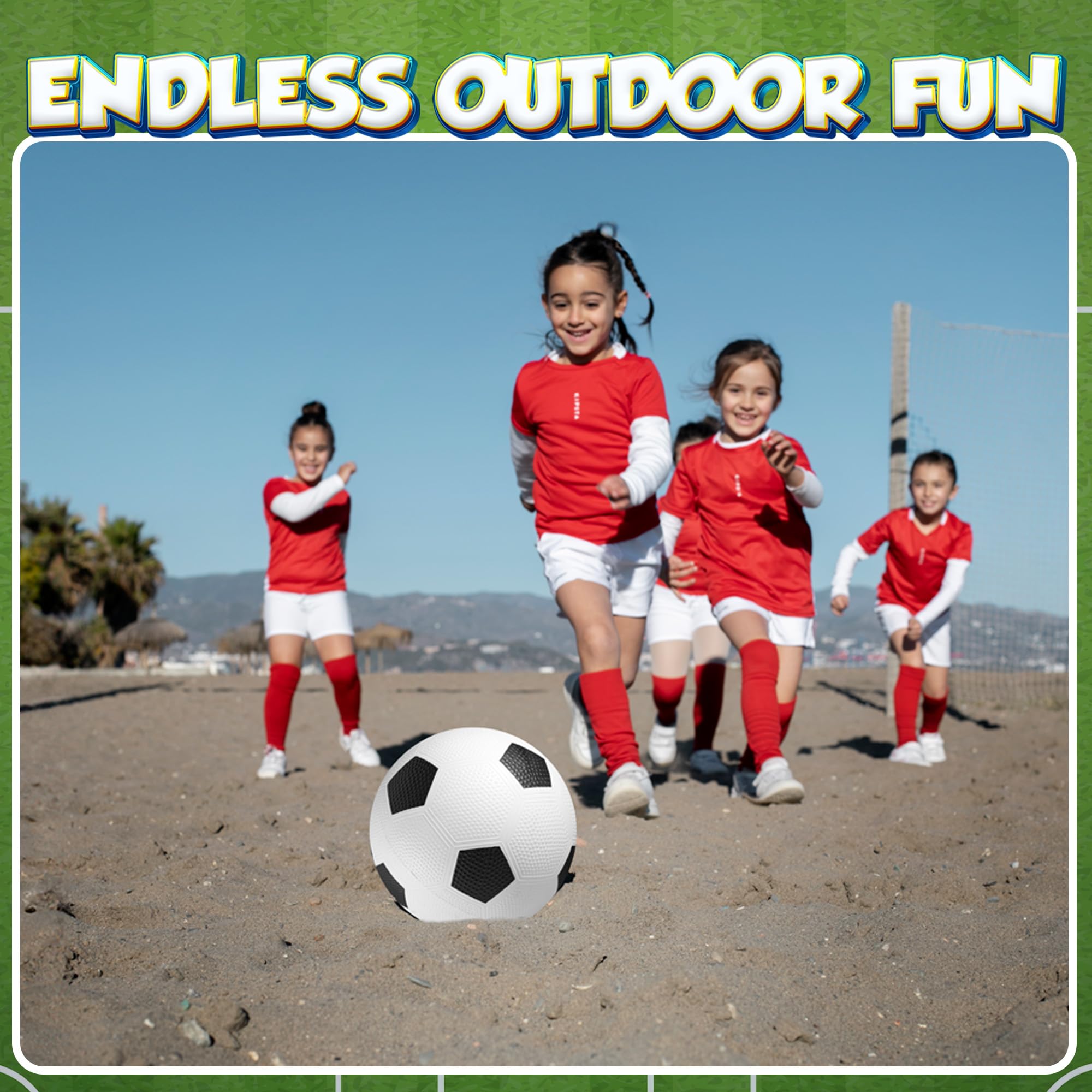 Fußballbälle für Kleinkinder und Kinder (4er-Pack) – PVC-Jugend-Fußbälle – kleine Anfänger-Sport- und Übungsspielplatzbälle für Hinterhof, Nische, Schule, drinnen oder draußen, mit Pumpe, Größe 3