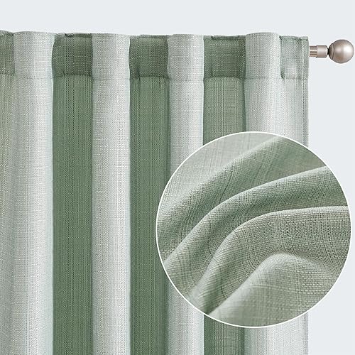 Jinchan Cortinas de lino texturizado para sala de estar y dormitorio, cortinas de campo de 90 pulgadas de largo con filtro de luz, pestaña trasera,