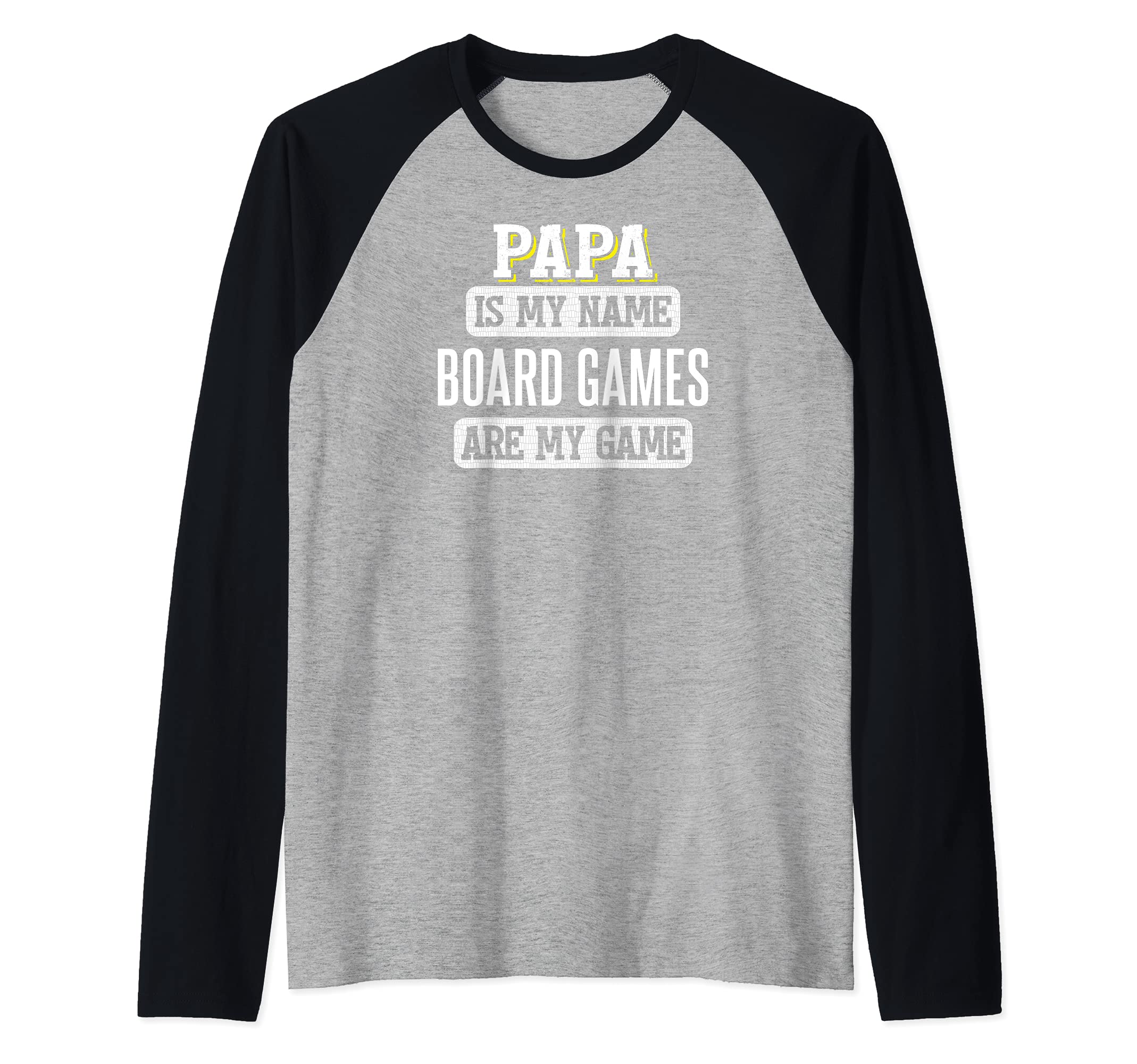 Funny Board Games Gift for Papa Fathers Day Design Raglan Baseball Tee, Black