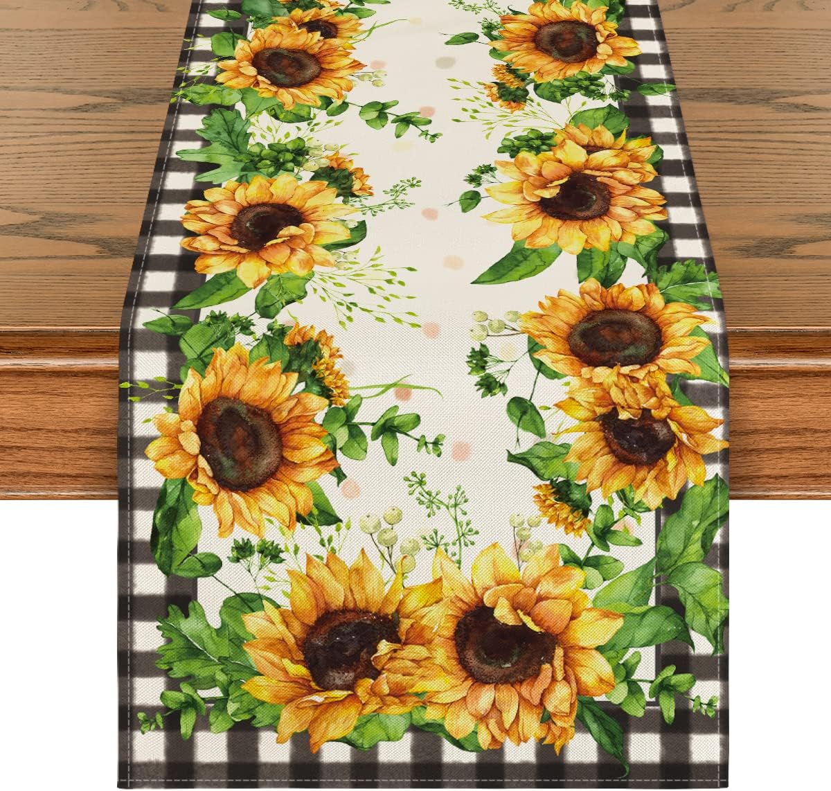 Hexagram Sunflower Table Runners 13x108 Inches, Farmhouse