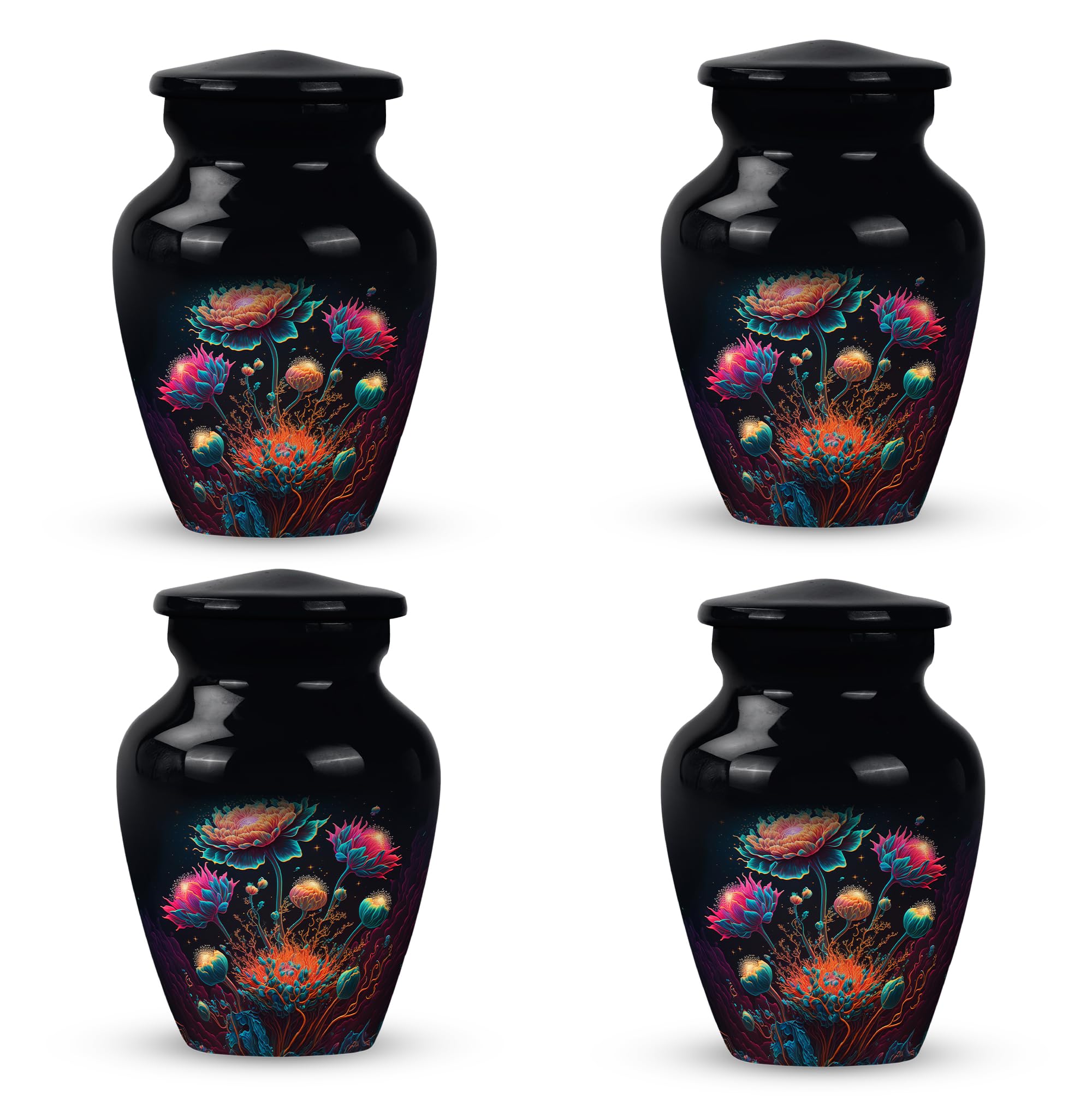 YATSKIA Set of 4 Bright Red Colored Flowers Keepsake for Adult Human Ashes - Cremation Urn Human Ashes - Mini Keepsake Urns - Small Cremation Keepsake - Little Urn for Female & Male (Size - 3inch)… — image 1