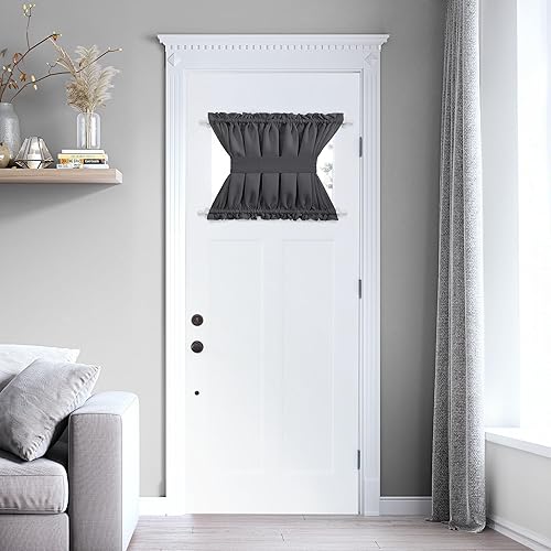 Miniatura 277 de Deconovo Cortina opaca de Navidad para puertas de vidrio y luces laterales, panel de privacidad con aislamiento térmico con doble bolsillo para