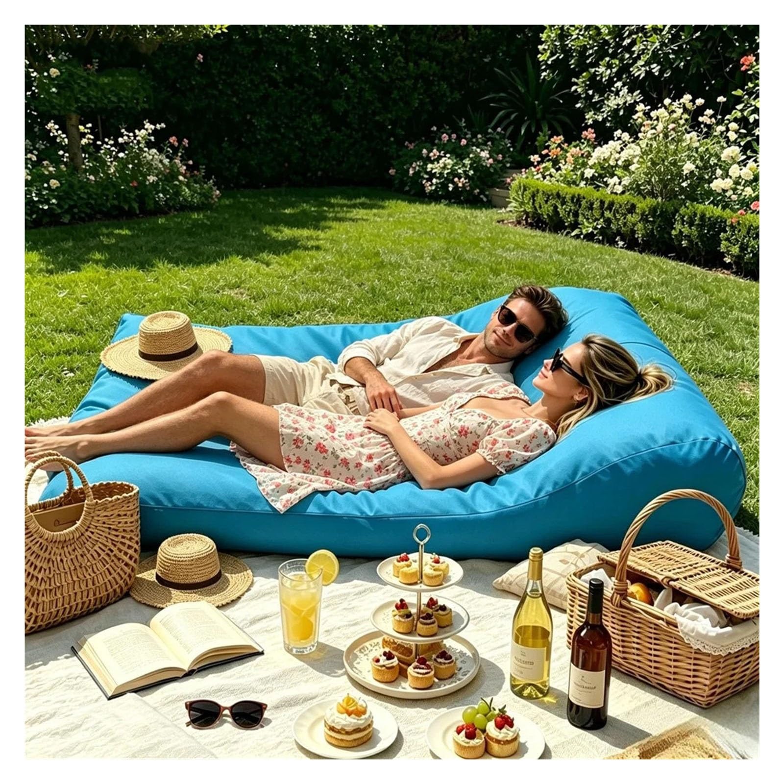 Copertura for lettino a sacco for piscina all'aperto a 2 posti, copertura for lettino da giardino, pouf da spiaggia(Dark grey)