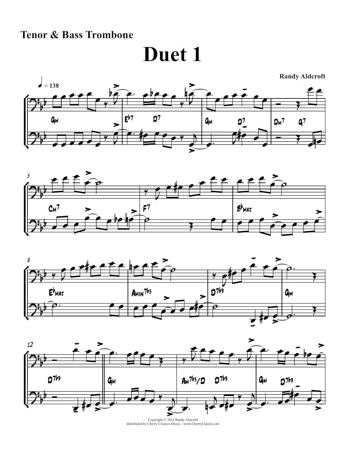 Aldcroft - 12 Famous Jazz Duets for Tenor & Bass Trombone, Volume 1 by Randy Aldcroft (2011-05-23)      Sheet music – May 23, 2011