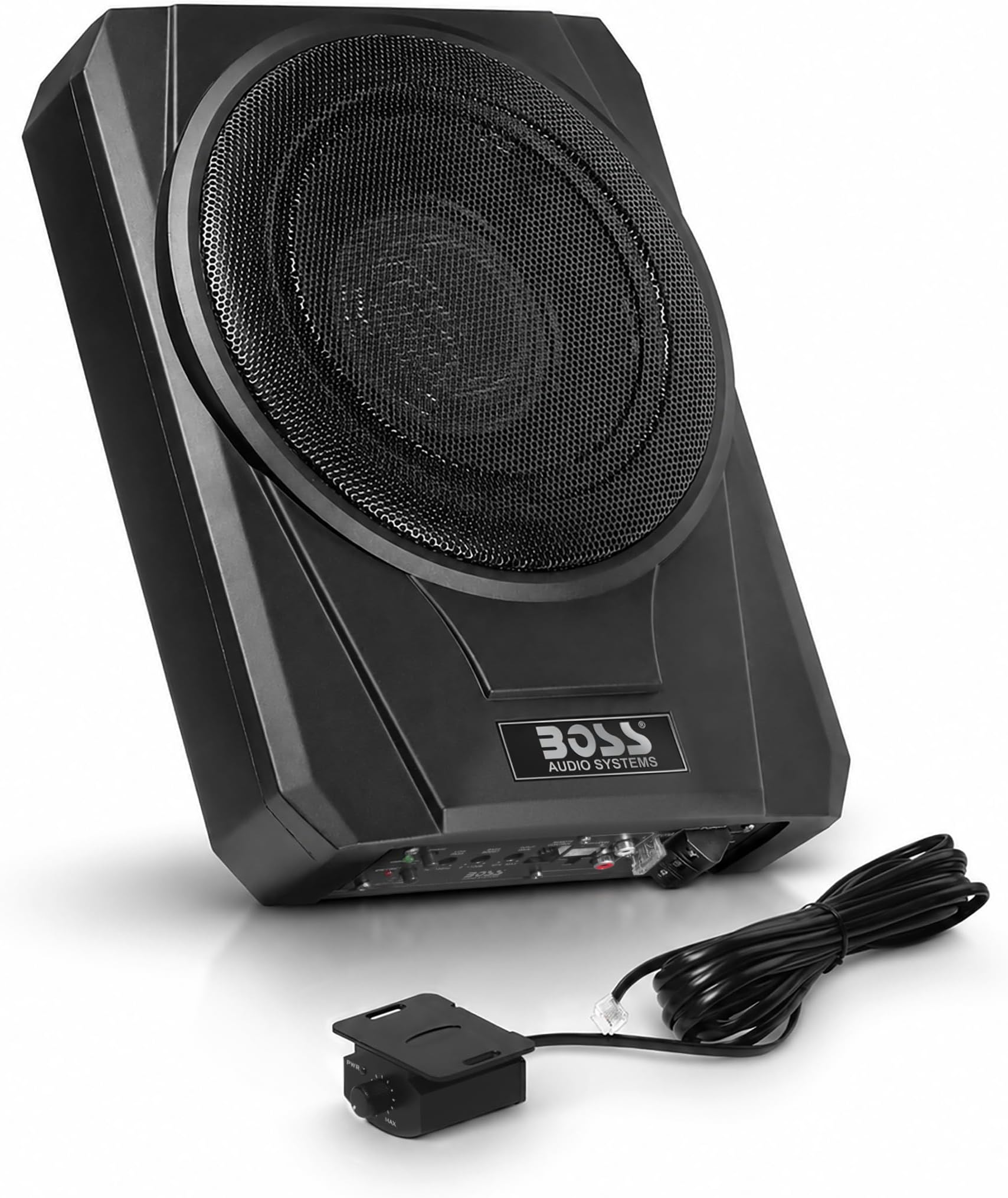 BASS10 Amplified Car Subwoofer - Low Profile, 10 Inch Subwoofer, Remote Subwoofer Control, for Vehicles Needing Bass with Limited Space, Remote Subwoofer Control