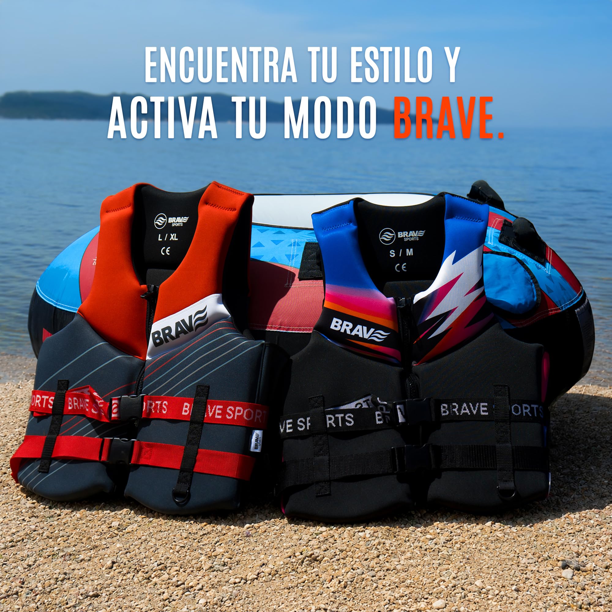 Chaleco Ayuda a la Flotabilidad 50N Certificado Adultos – Moto de Agua, Kayak y Paddle Surf – Neopreno SBR + EPE – Cremallera, Cintas y Anilla D