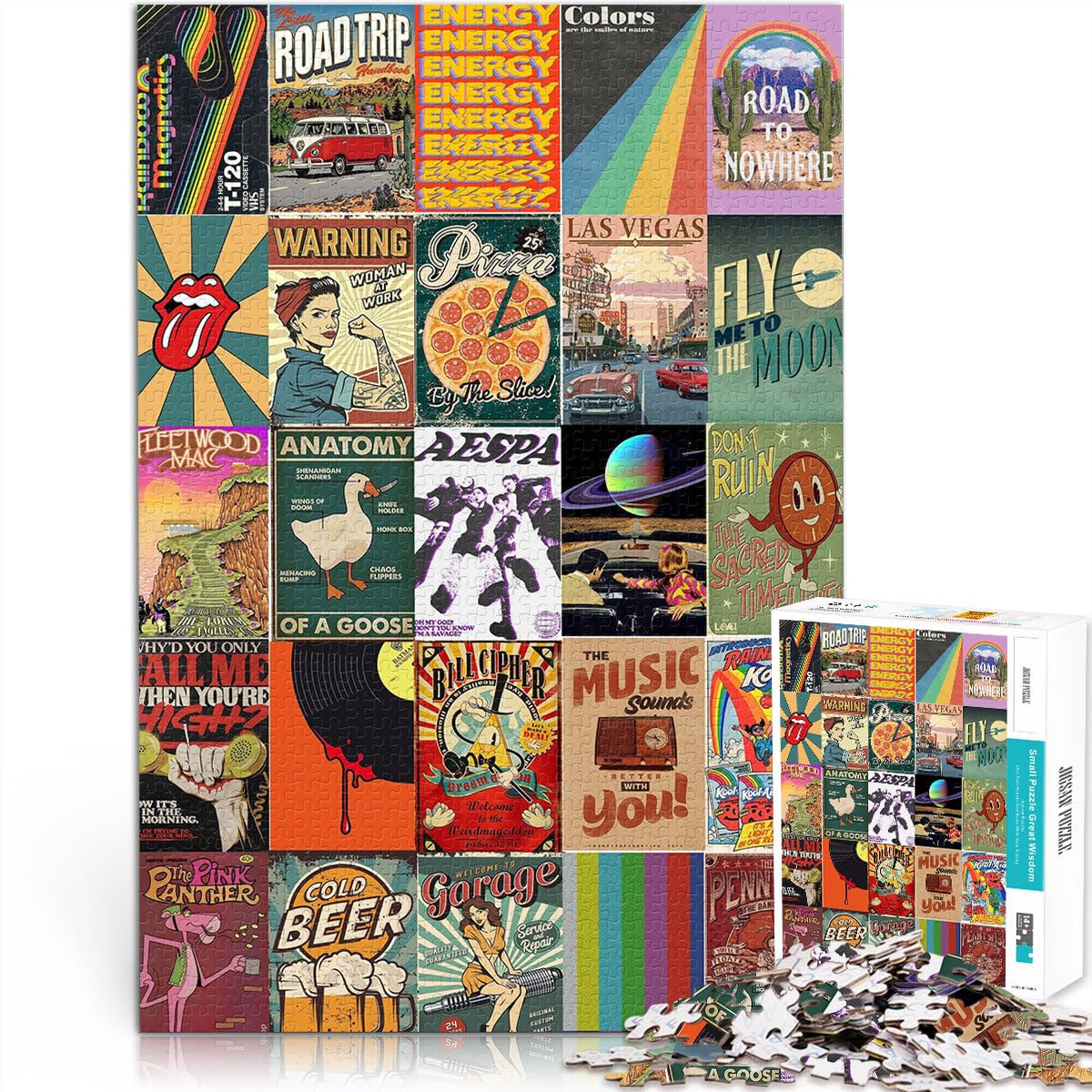 1000 Piece Jigsaw Puzzles for teenagers Retro color splicing poster educational challenge 26x38cm Home Art Decor for ages 14+ — image 1