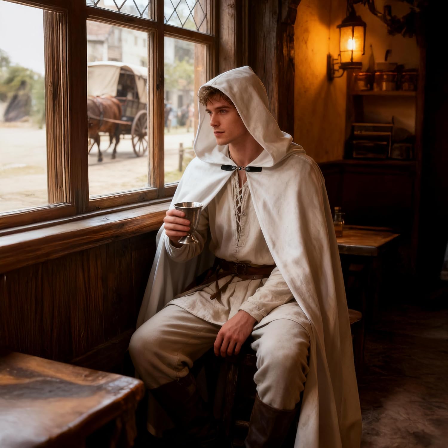 Halloween Medieval Costume Renaissance Cloak with Hood Medieval Cloak with Hood Long Adult Men And Women