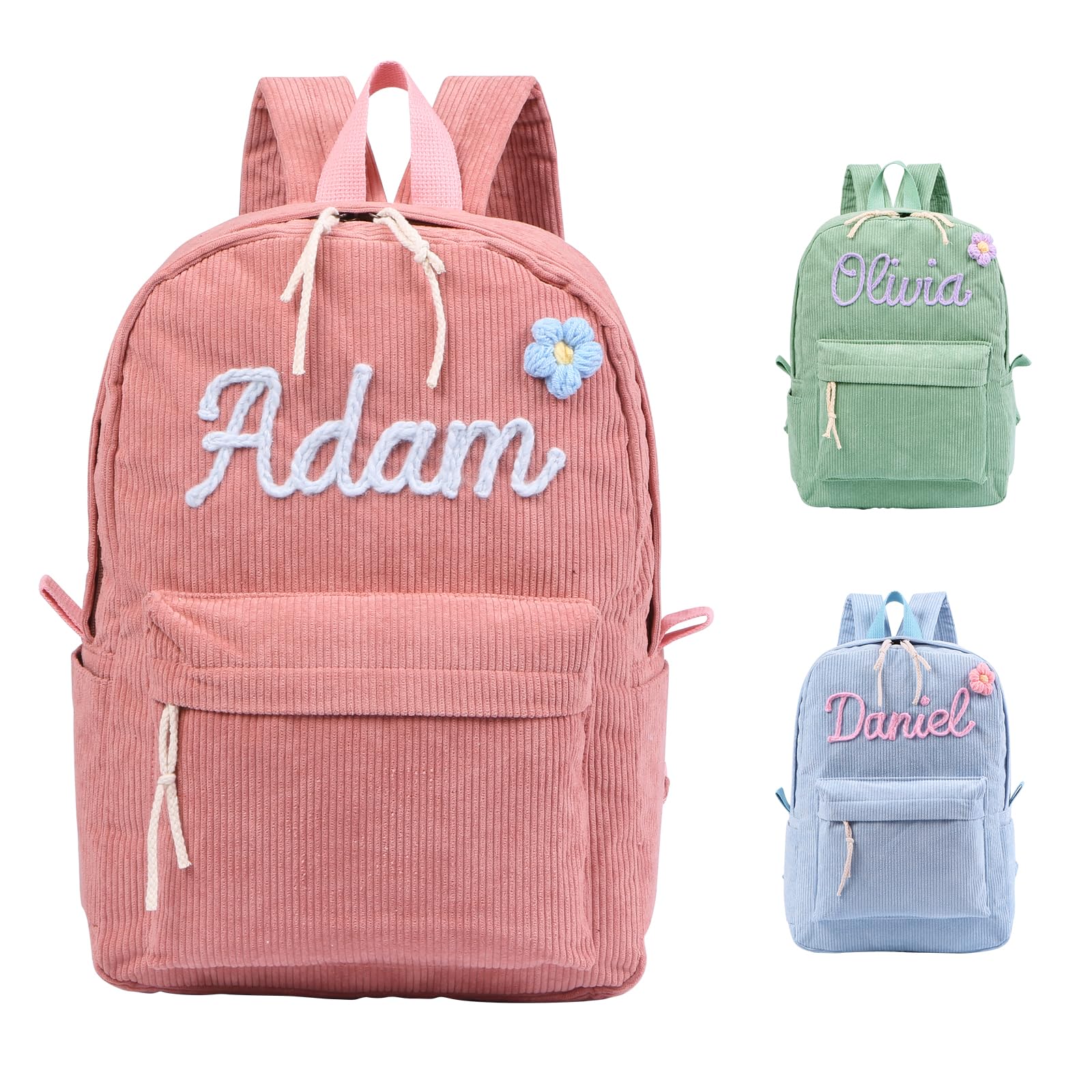 Wamantic Personalisierter Kinder Rucksack Schulranzen mit Namen Kindergartenrucksack Kleinkind Canvas Schulrucksack für Mädchen Jungen (#2)