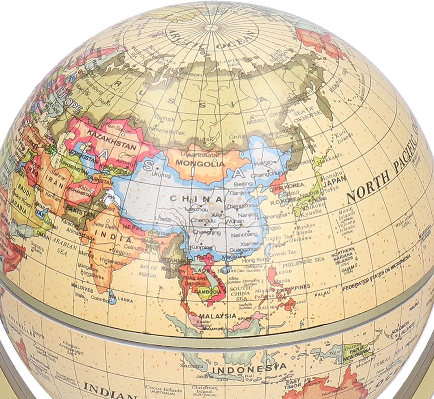 Mini World Map Globe English Edition Desktop Teaching Tool for Rotating Earth Geography with Beautifully Printed Map for Home School Office